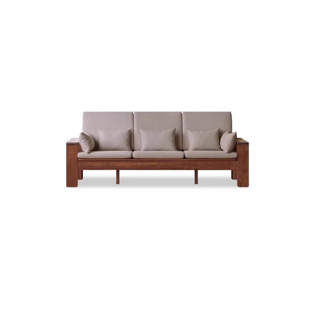 Premium Black Walnut Solid Wood Fabric Sofa - Modern Nordic Style 2-in-1 Convertible Sofa Bed for Living Room & Guest Room | Durable & Stylish Home Furniture