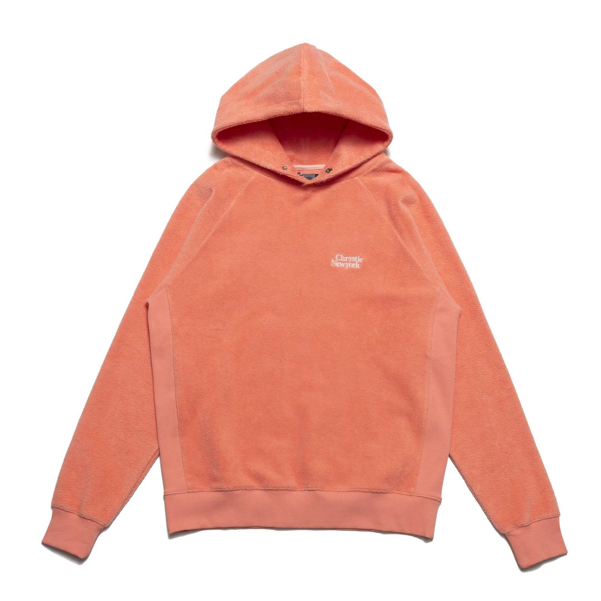 Chrystie NYC PRM Reversed Fleece Hoodie for Women - Soft Coral Pullover with Kangaroo Pocket | Cozy Loungewear, Casual Streetwear & Winter Layering Essential