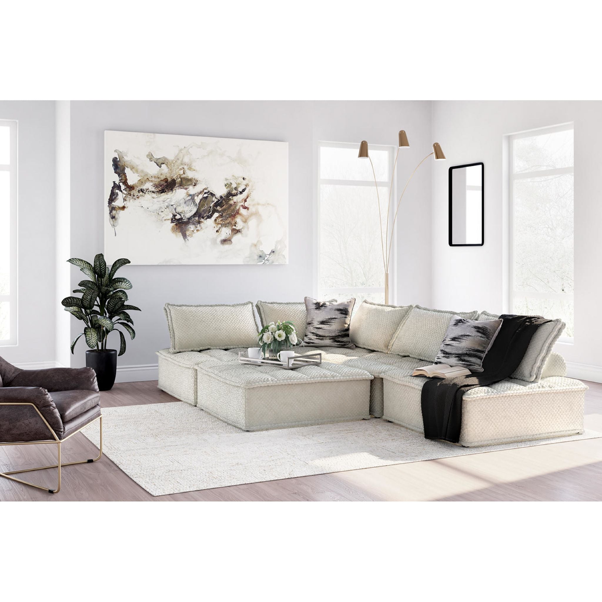5-Piece Modular Sectional Sofa Set - Modern L-Shaped Couch with Reversible Chaise for Living Room, Family Room & Home Theater