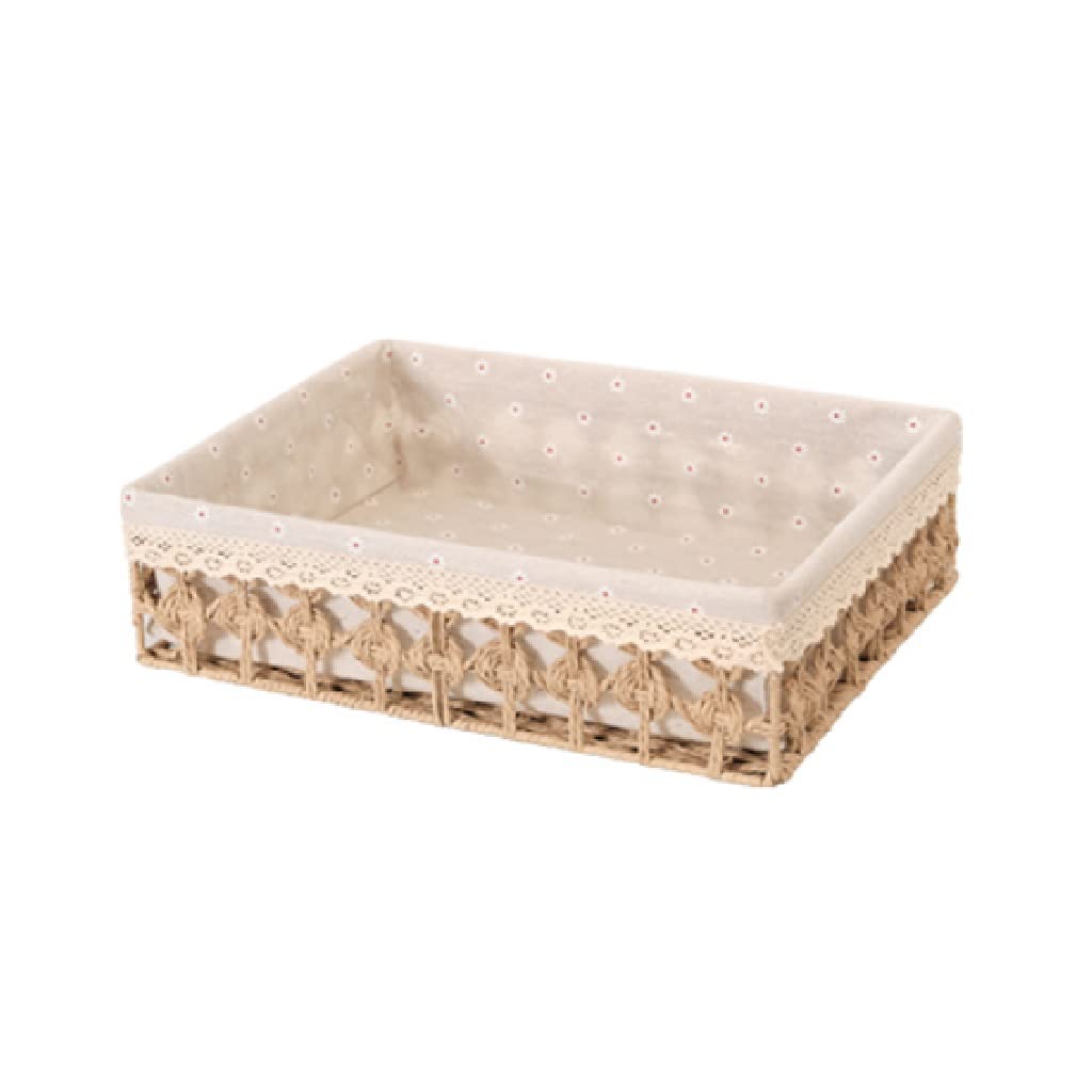 YCZDG Woven Rattan Storage Box - Desktop & Living Room Organizer for Debris, Toys & More | Stylish Khaki Basket for Home Decor & Clutter Control