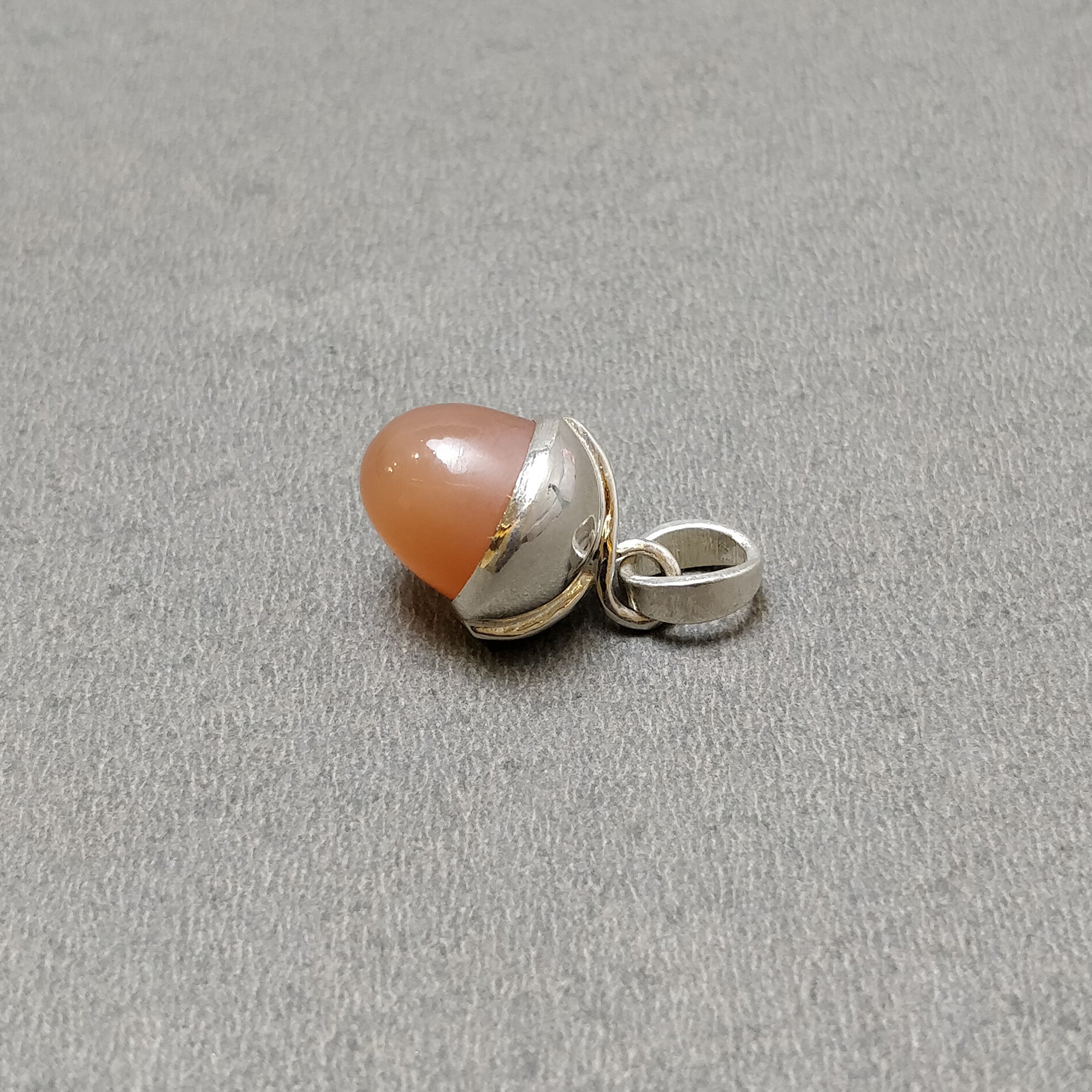 Brown Moonstone Gemstone 925 Sterling Silver Pendant Necklace - 4.00gms Approx, Fashion Bullet Pendant with Loop - Perfect Gift for Women, Birthday, Anniversary & Special Occasions