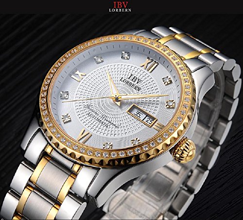 Swiss Automatic Mechanical Watch for Men & Women - Diamond-Accented Two-Tone Couple Watches | Luxury Dress & Everyday Wear for Date Nights, Anniversaries & Special Occasions