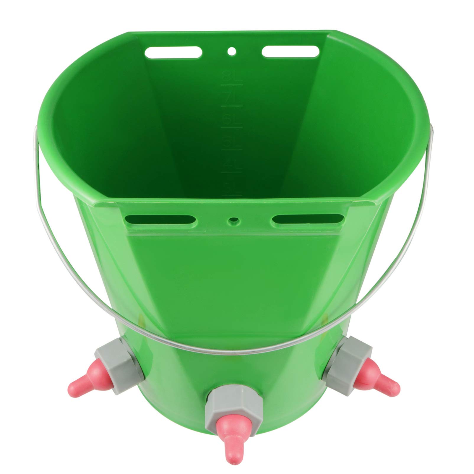 DOITOOL Plastic Animal Feeding Bucket with Nipples - 2L/5L Milk Feeder for Lambs, Puppies, Piglets - Durable Farm & Pet Feeding Pail for Goats, Calves, Dogs (Perfect for Newborn Animal Care & Farm Use)