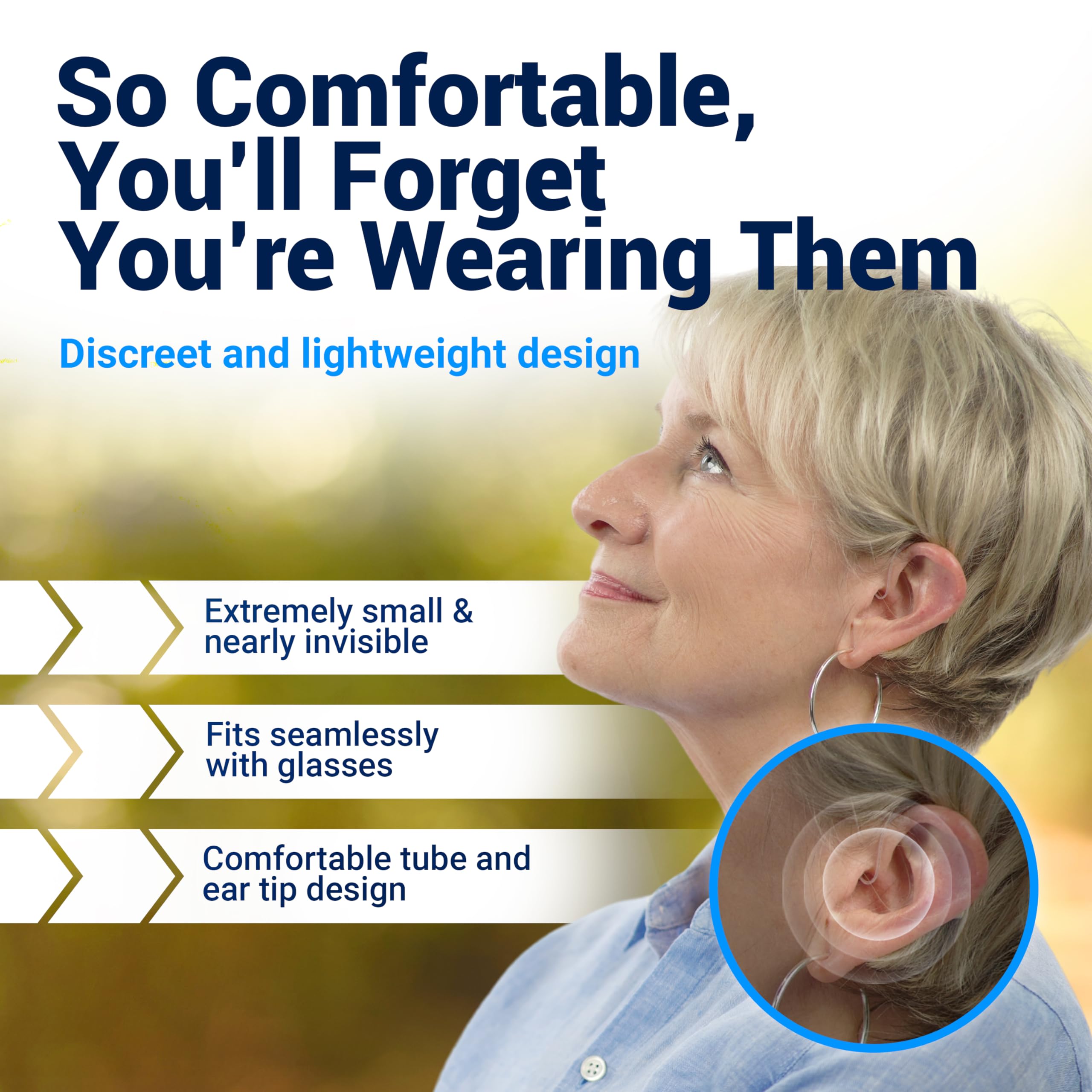 Mach I Pro Wireless OTC Bluetooth Hearing Aids for Adults & Seniors - Rechargeable, Noise Cancelling, Nearly Invisible Hearing Amplifier - Compatible with iOS & Android for Streaming Calls - FSA/HSA Eligible - Perfect for TV Watching, Conversations & Outdoor Activities (Slate)