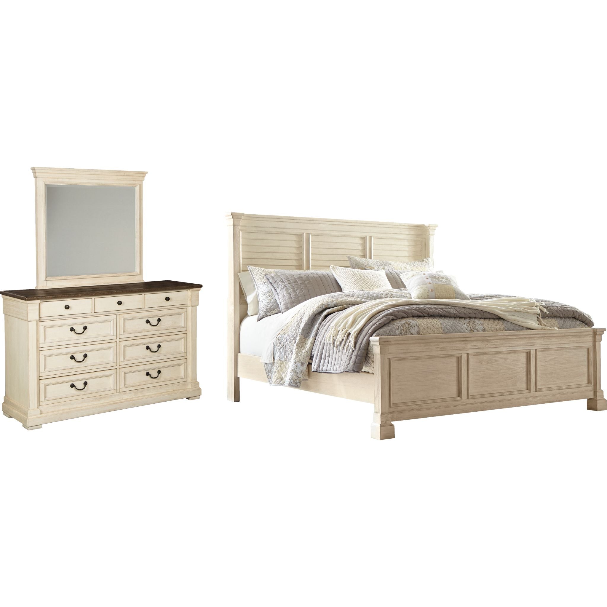 Bolanburg 5-Piece Bedroom Furniture Set in Antique White - Complete Queen Size Bed, Nightstand & Dresser for Cozy Master Bedroom Decor