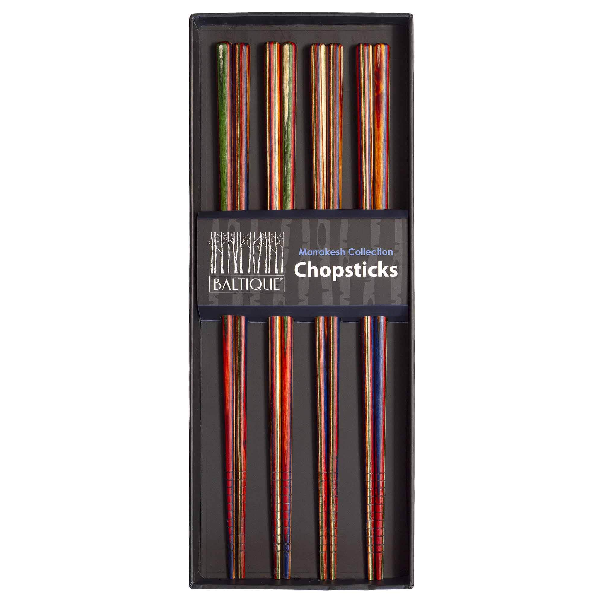 Baltique® Marrakesh Collection Reusable Chopsticks - 4 Pairs of Elegant Wooden Chopsticks for Asian Cuisine, Sushi, Ramen & Home Dining - Eco-Friendly & Dishwasher Safe