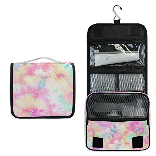 ALAZA Colorful Tie Dye Pink Hanging Toiletry Bag - Waterproof Travel Cosmetic Organizer with Hook for Makeup, Skincare & Bathroom Storage | Perfect for Vacation, Gym & College Dorm