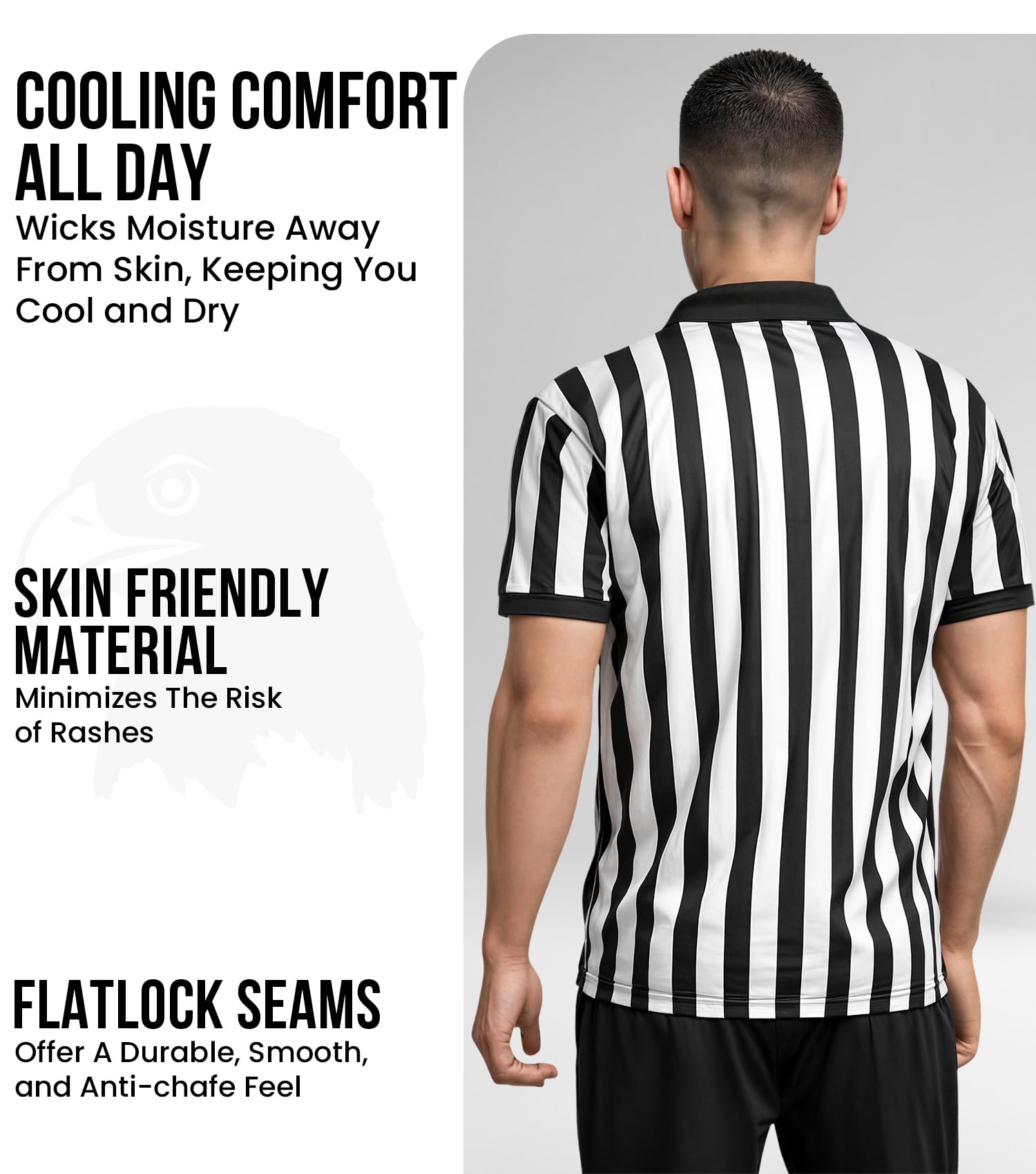 **Men's Athletic Fit Referee Shirt – V-Neck & Zipper Styles for Basketball, Sports & Costume Events – Perfect for Games, Officiating, and Halloween Outfits**