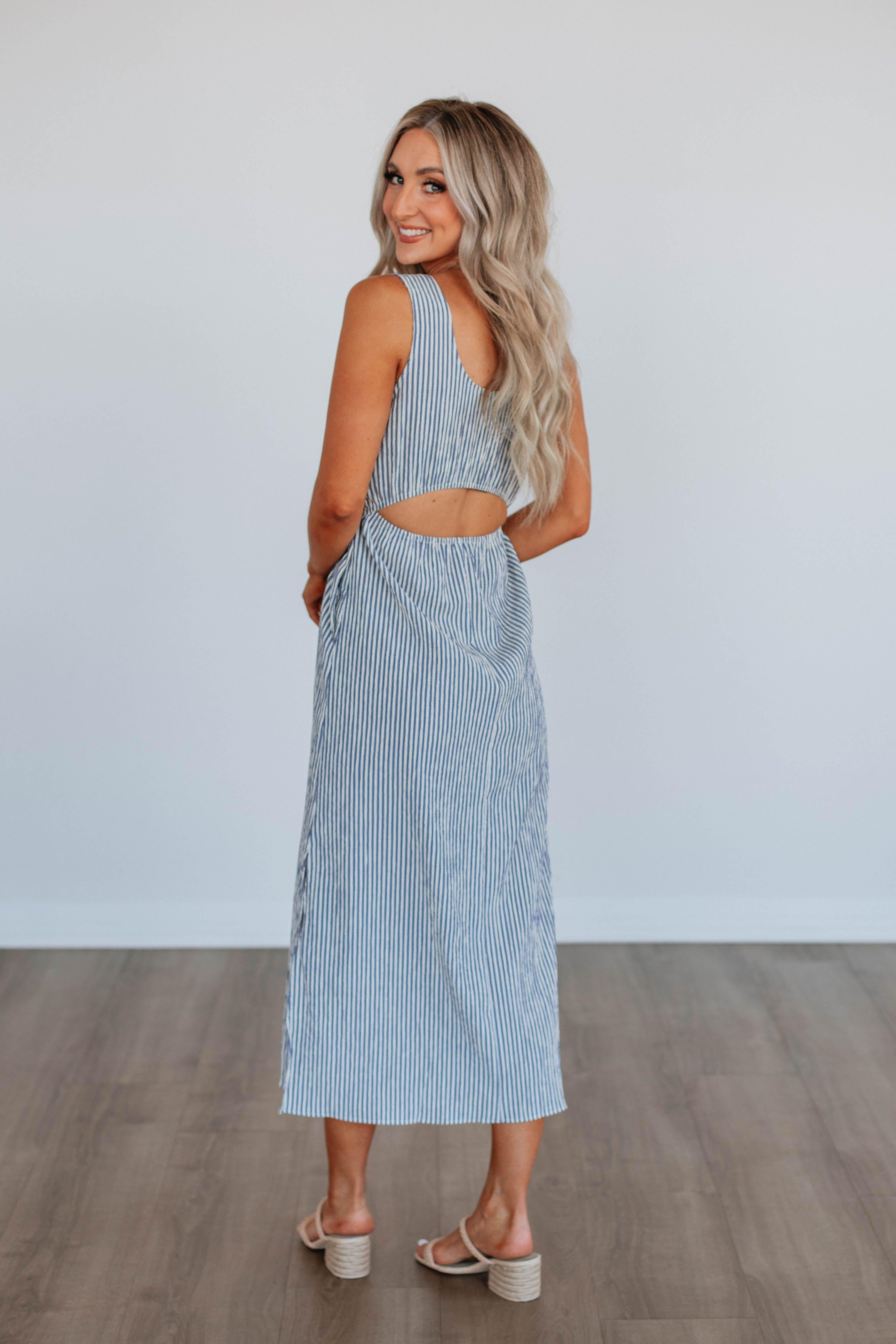 Ayah Striped Dress for Women - Flowy Summer Casual Dress with Pockets - Perfect for Beach, Vacation, and Everyday Wear