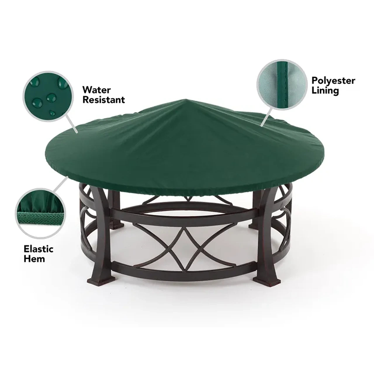 Heavy-Duty Round Fire Pit Cover - Weatherproof & UV Resistant for Outdoor Patio, Deck, and Backyard Use - Fits 36