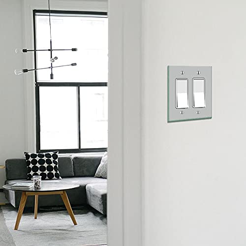 WIRESTER 2-Gang Decorator Light Switch Plate Cover - Solid Light Gray Wall Plate for Home & Office Electrical Outlets | Perfect for Living Rooms, Bedrooms & Hallways