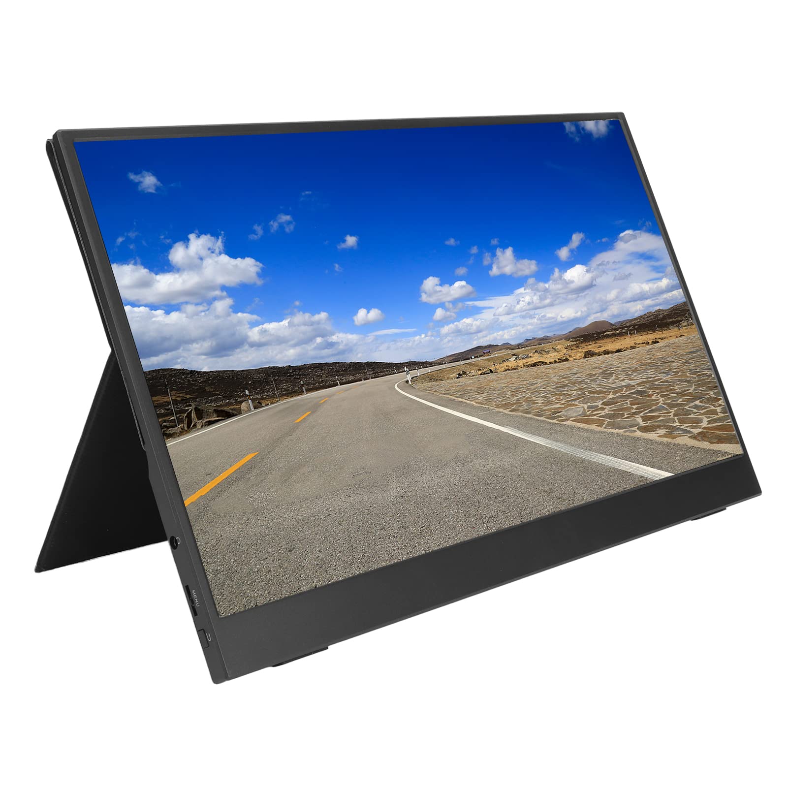15.6 Inch FHD 1080P Portable USB-C Monitor - Second Screen for Laptop, PC & Gaming - Slim PU Leather Case Included - Perfect for Work, Travel & Multi-Tasking