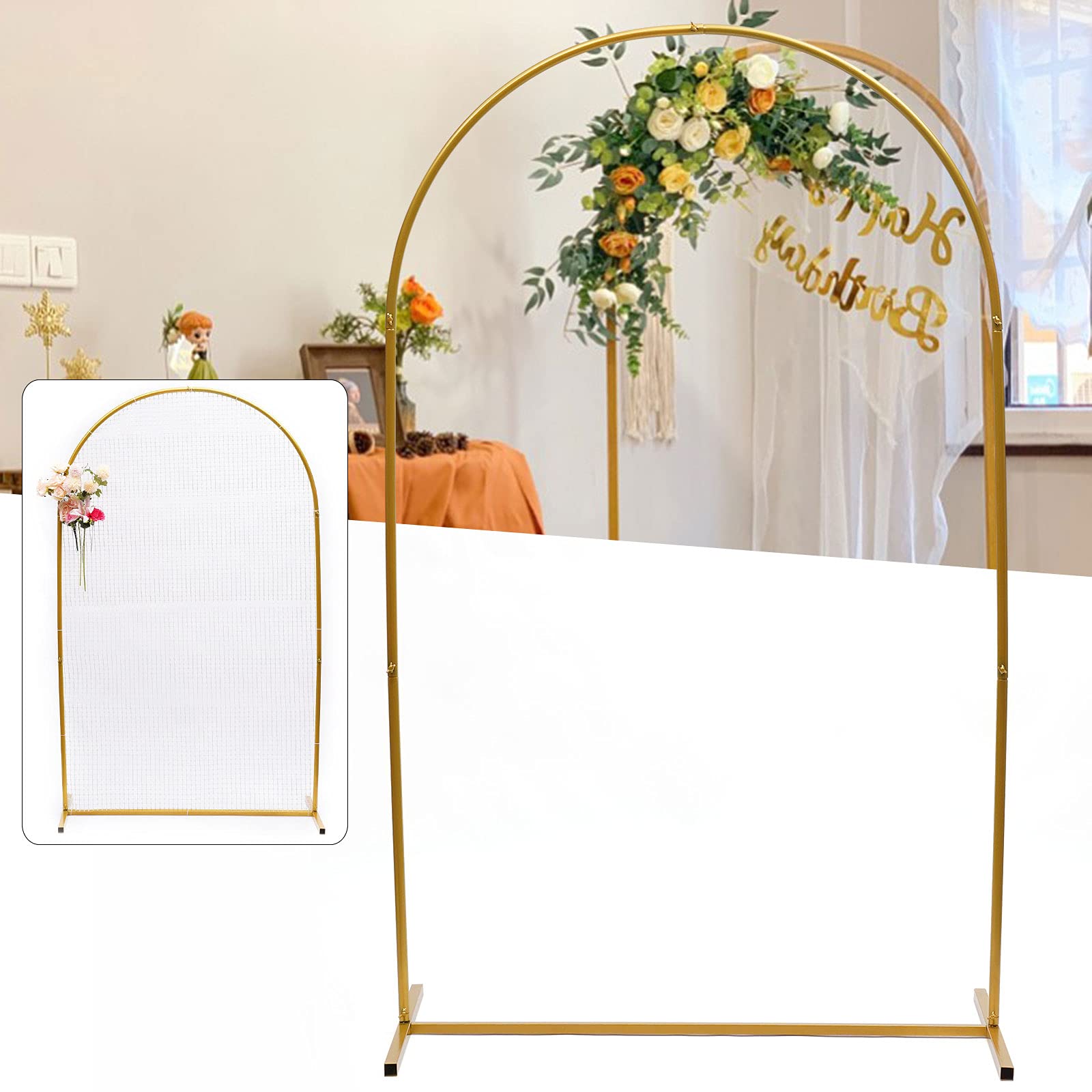 Gdrasuya10 2-Pack 1.2M Wedding Arch Stand - Metal Flower Display Framework with Mesh Backdrop for Wedding & Birthday Party Decorations - Perfect for Outdoor Ceremonies, Garden Events and Photo Backdrops