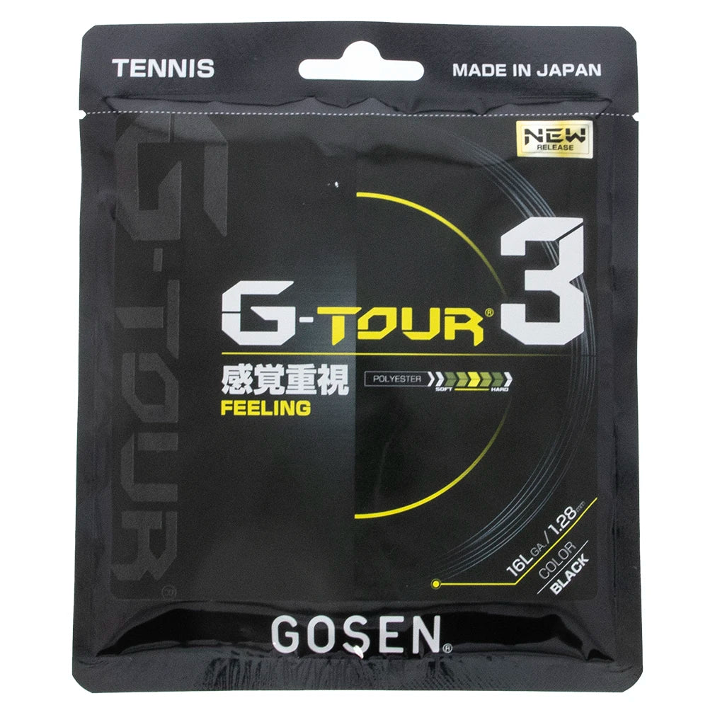 G Tour 3 16L Tennis String Black - Premium Tennis Racket String for Durability & Performance | Perfect for Competitive Play & Training Sessions