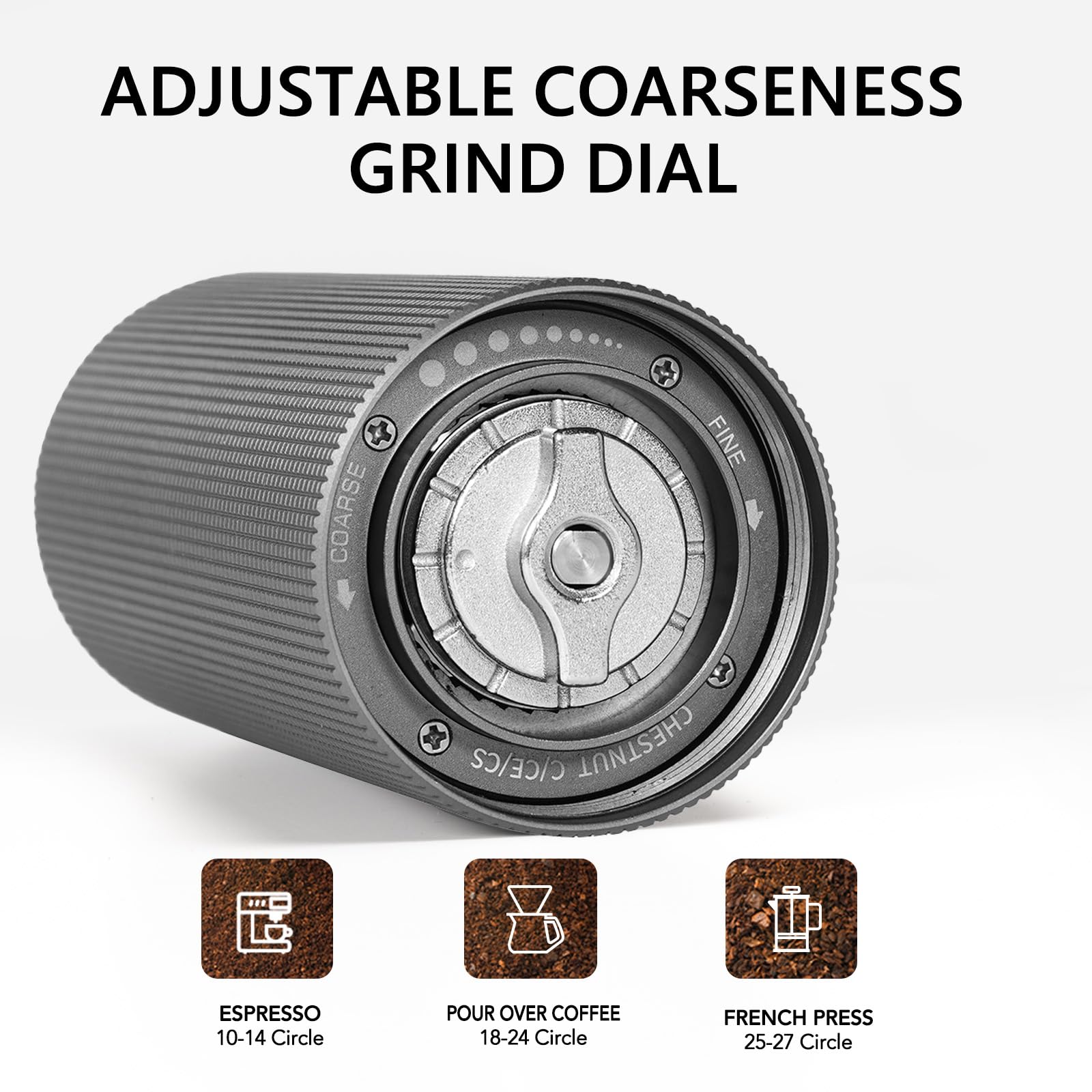 TIMEMORE C2 MAX Manual Coffee Grinder - Stainless Steel Conical Burr Mill with 30g Capacity, Adjustable Settings for French Press, Espresso & Pour Over - Perfect for Travel, Camping & Home Use (Dark Grey) | Portable Coffee Grinder for Outdoor Adventures & Daily Brewing