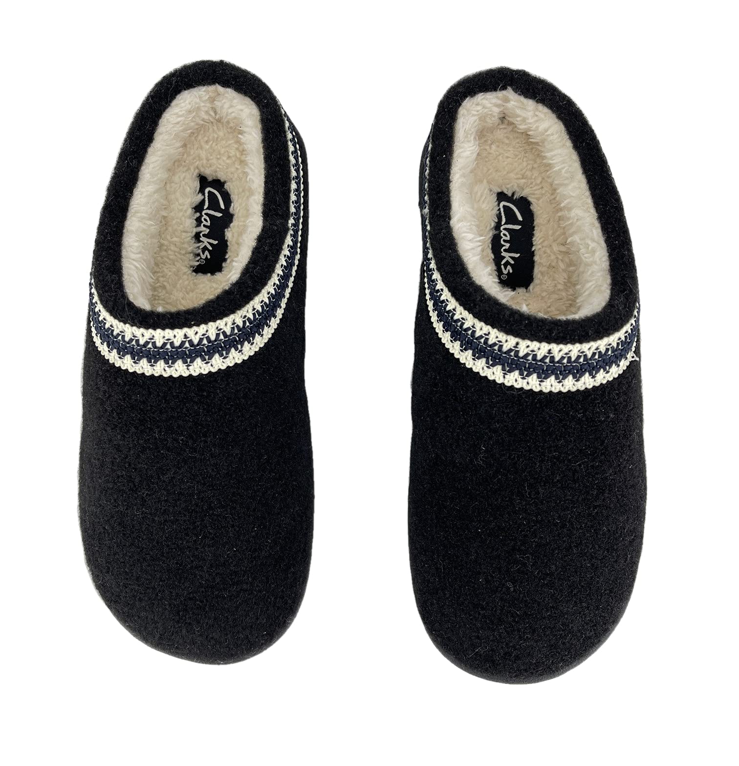 Clarks Women's Wool Felt Clog Slippers JMH1319T - Warm & Cozy Plush Faux Fur Lined House Shoes - Indoor/Outdoor Comfort for Women - Perfect for Home, Office & Relaxation