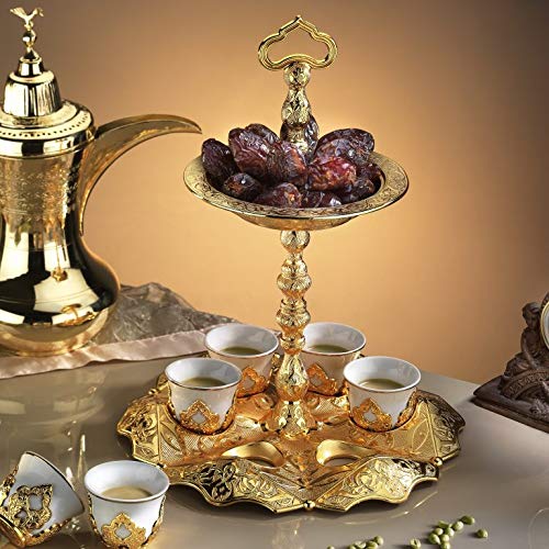 Premium Turkish Coffee Cup Set - Golden Mırra Espresso Serving Cups with Tray | Authentic Ottoman Greek Arabic Coffee Gift Set for Home & Gifting | Perfect for Traditional Coffee Ceremonies, Dinner Parties & Cultural Celebrations