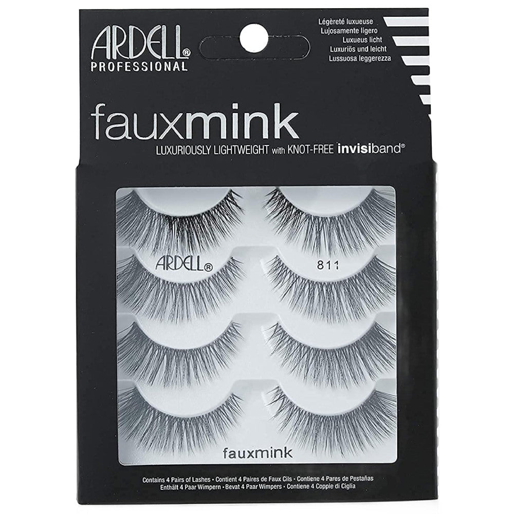 Ardell Faux Mink Lashes #811 - 4 Pack of Natural Looking False Eyelashes for Dramatic Volume & Length | Perfect for Parties, Weddings & Special Occasions