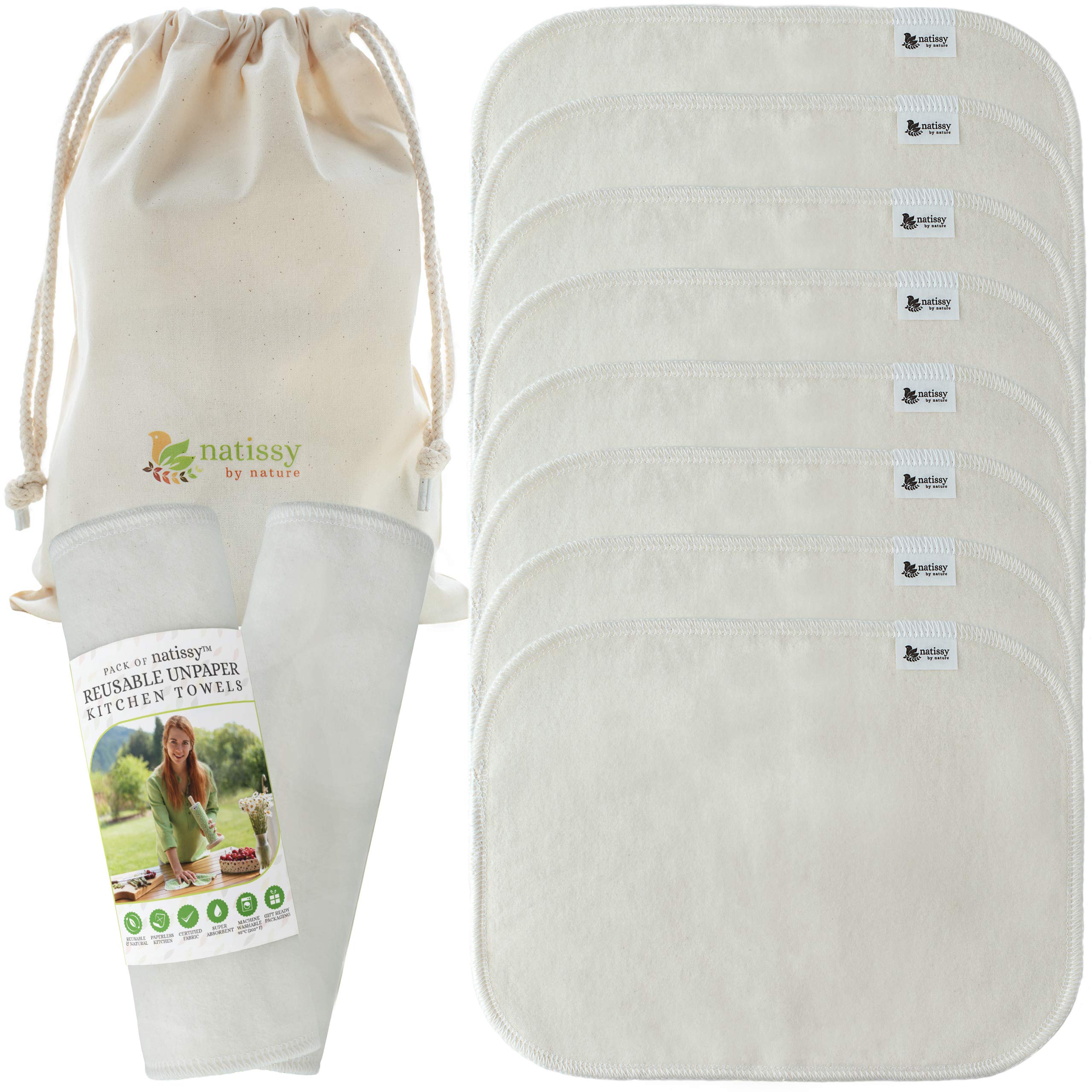 Eco-Friendly Reusable Paper Towels - 10-Pack Organic Cotton Washable Kitchen Towels | Sustainable Cloth Alternative to Disposable Paper Towels | Perfect for Cleaning, Spills, and Everyday Kitchen Use