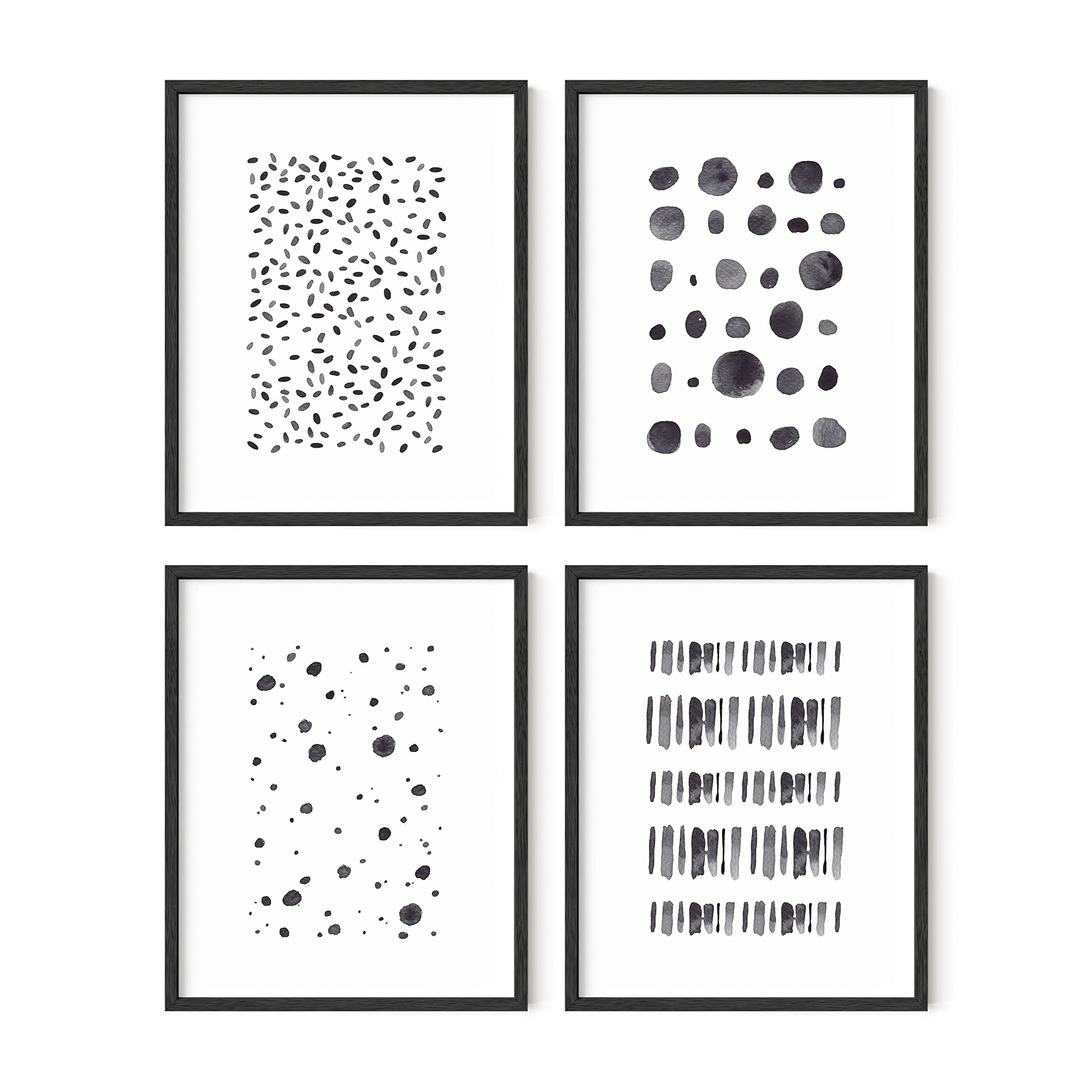 HAUS AND HUES Black and White Abstract Wall Art - Set of 4 Minimalist Modern Posters (8x10 Inches, Black Frame) for Bedroom, Living Room & Office Decor | Contemporary Aesthetic Home Wall Decor