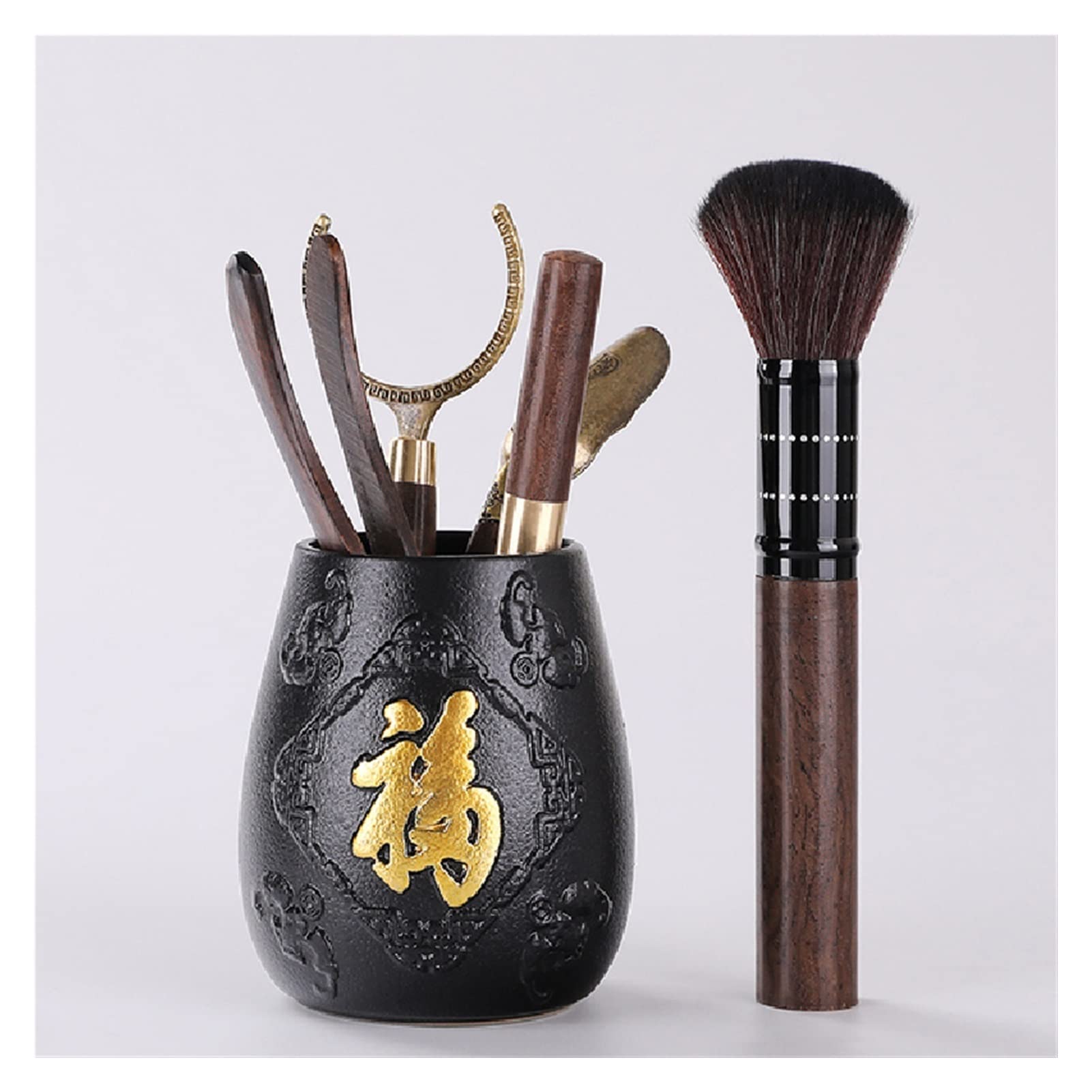 Premium Chinese Kung Fu Tea Set - 6-Piece Ceremonial Tea Accessories with Clip & Spoon (Color A) for Home Brewing, Gifts & Traditional Tea Ceremonies