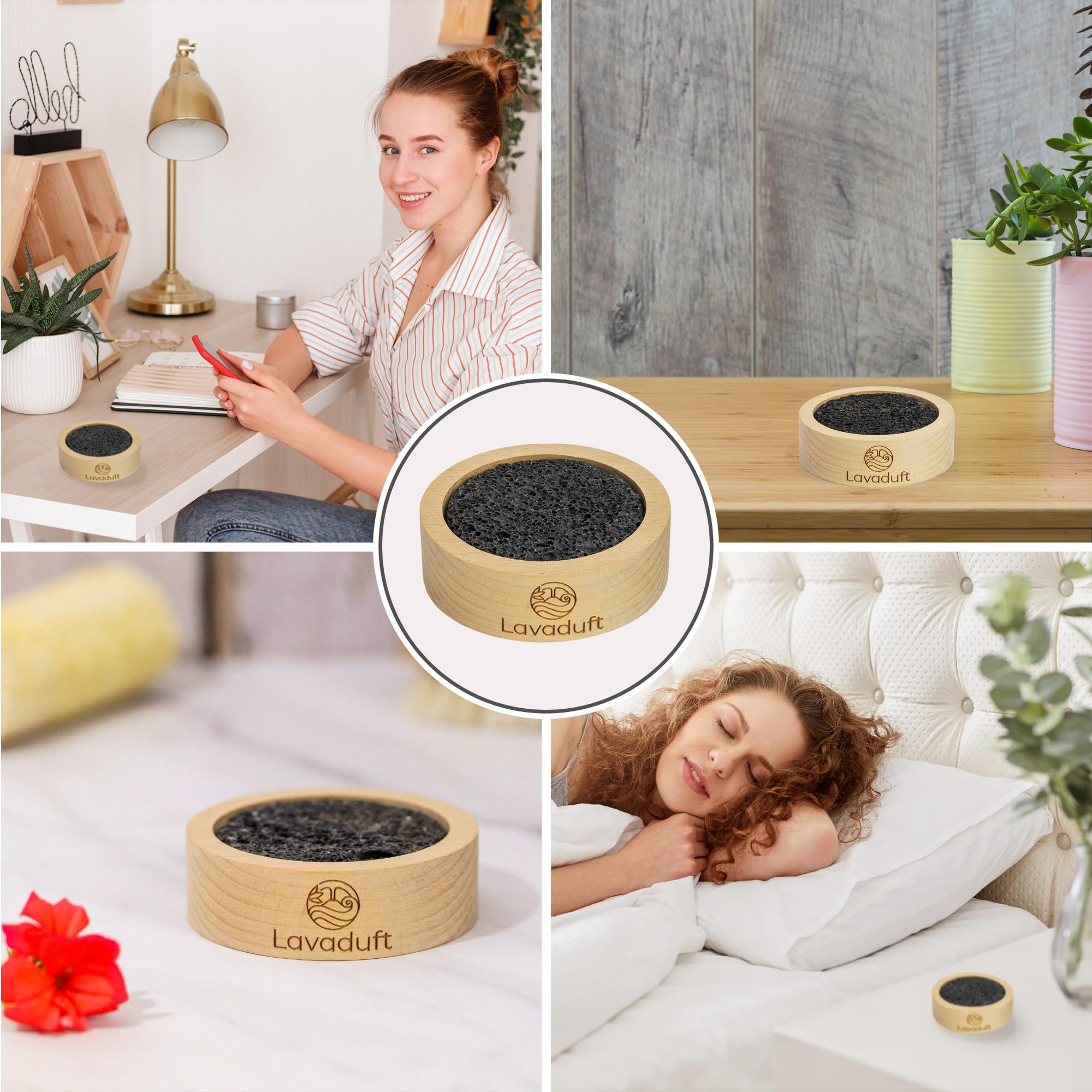 LAVADUFT® Natural Lava Stone Essential Oil Diffuser - Aromatherapy Diffuser for Home, Office, Car, Bedroom, Living Room, Bathroom | Relaxation, Stress Relief & Better Sleep