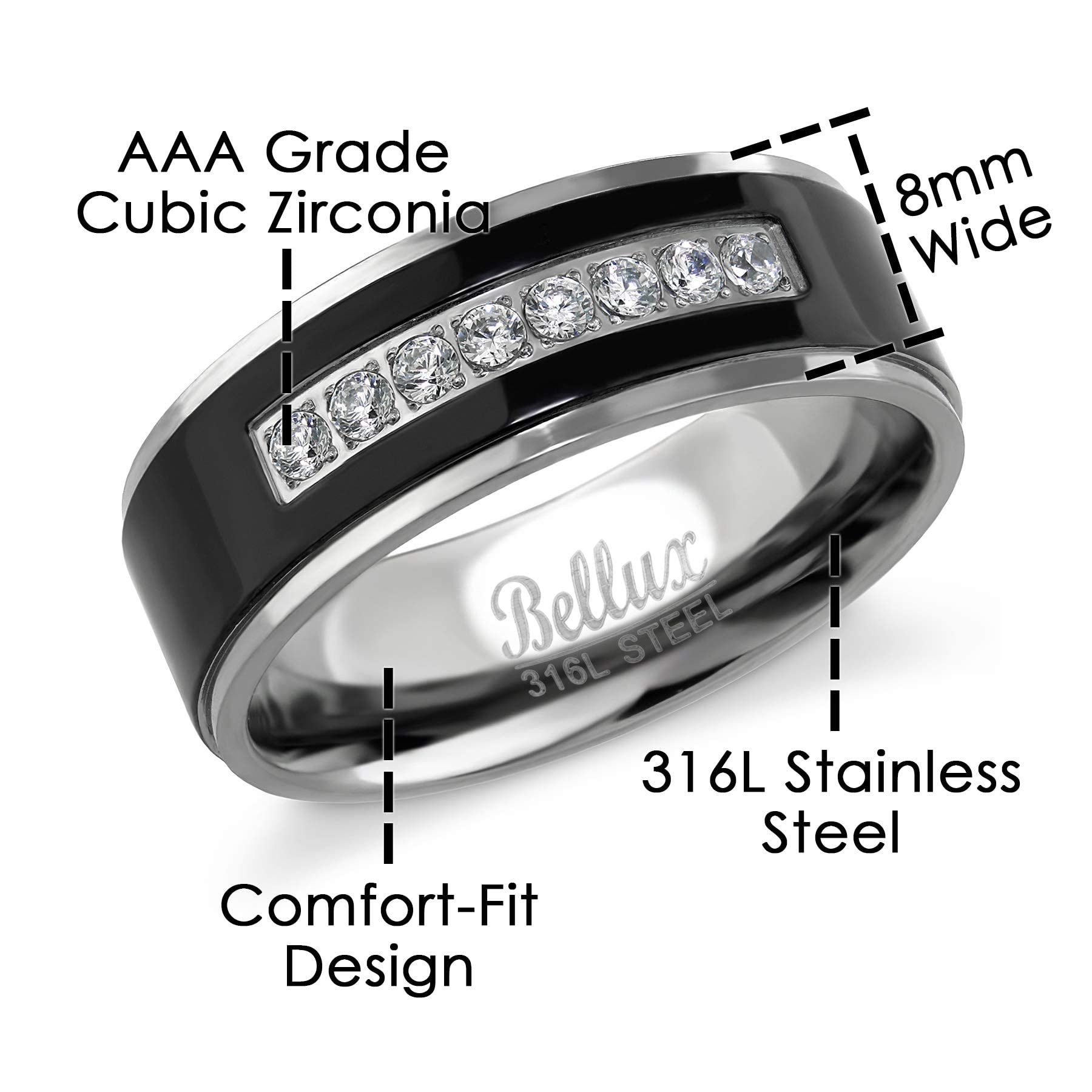 Stainless Steel Men's Wedding Bands & Promise Rings - Comfort Fit Silver & Black Engagement Jewelry for Him - Perfect for Proposals, Anniversaries & Everyday Wear