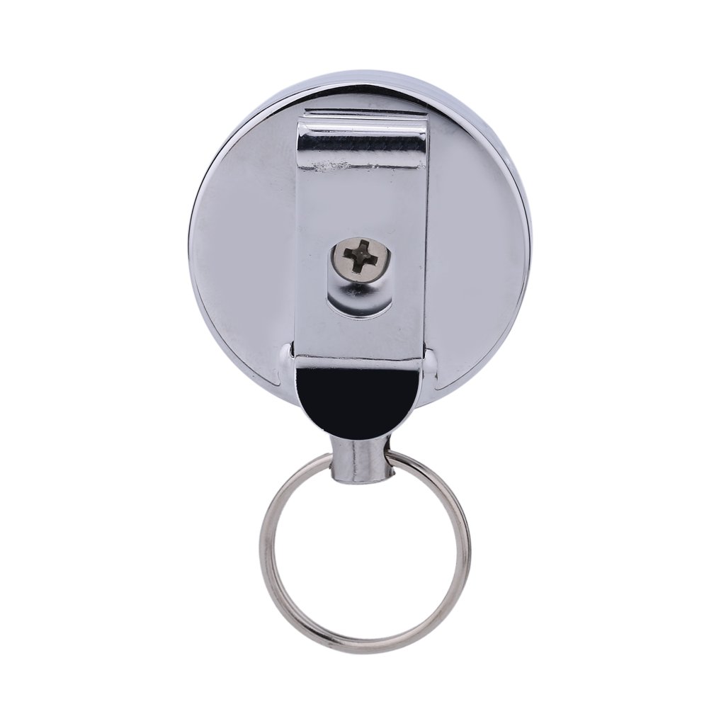 24 Inch Retractable Keychain with Steel Wire Cord - Durable Key Holder & Badge Reel for Office, Home, Car Keys (Black) | Perfect for Key Management, ID Cards, and Easy Access