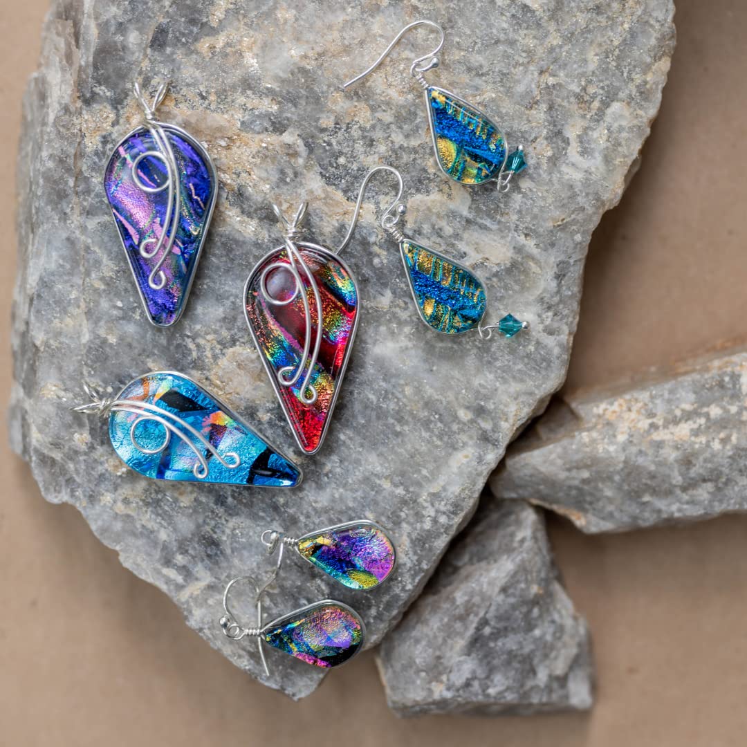 Rainbow Falls Earrings - Hypoallergenic Nickel-Free Dichroic Glass Dangle Earrings | Handmade in USA | Perfect for Weddings, Parties & Special Occasions