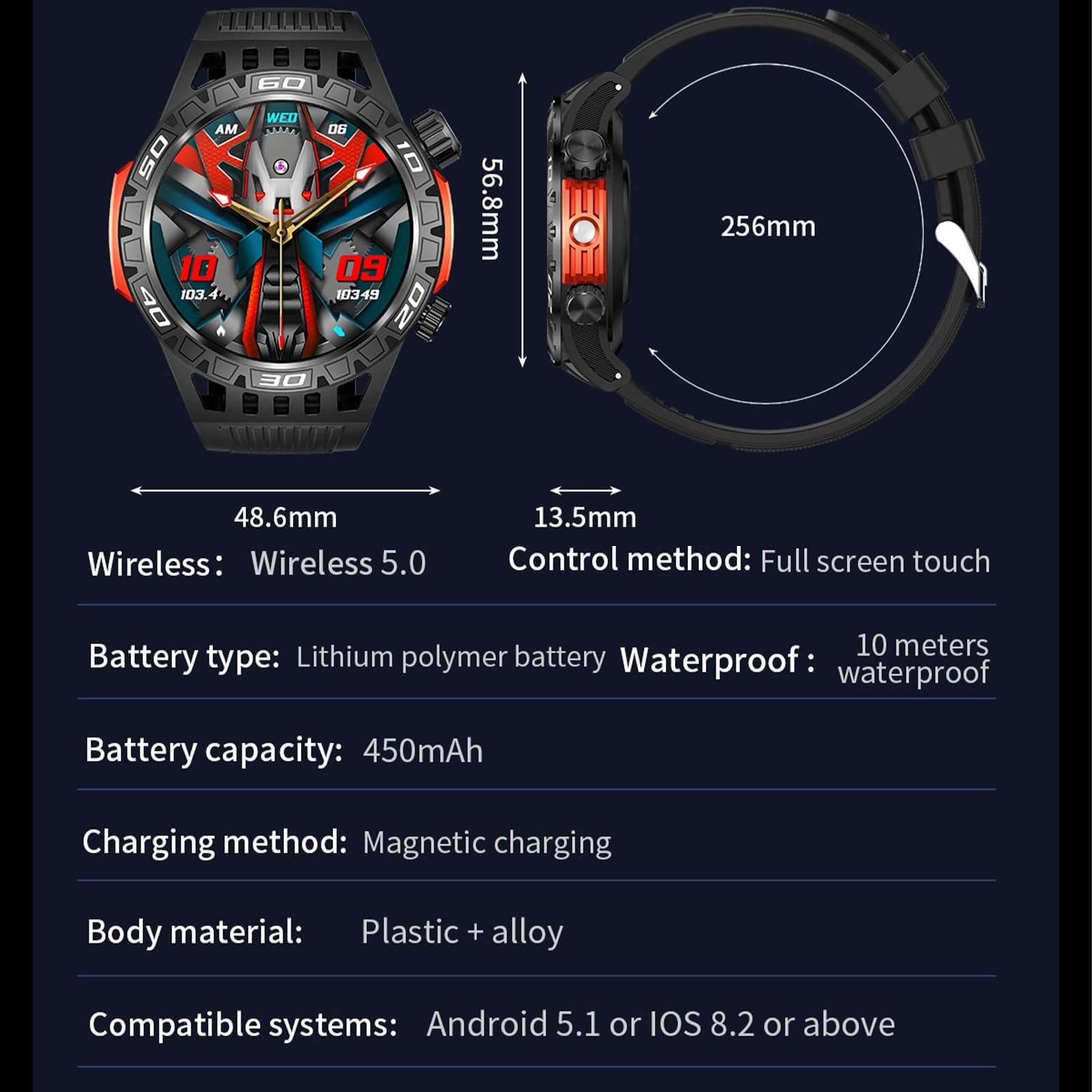 Yihou Smart Watch for Men - Fitness Tracker with Heart Rate Monitor, Sleep Tracking, Waterproof, Military Design, Long Battery Life - Compatible with Android & iOS (Orange) - Perfect for Outdoor Activities, Workouts & Daily Health Monitoring