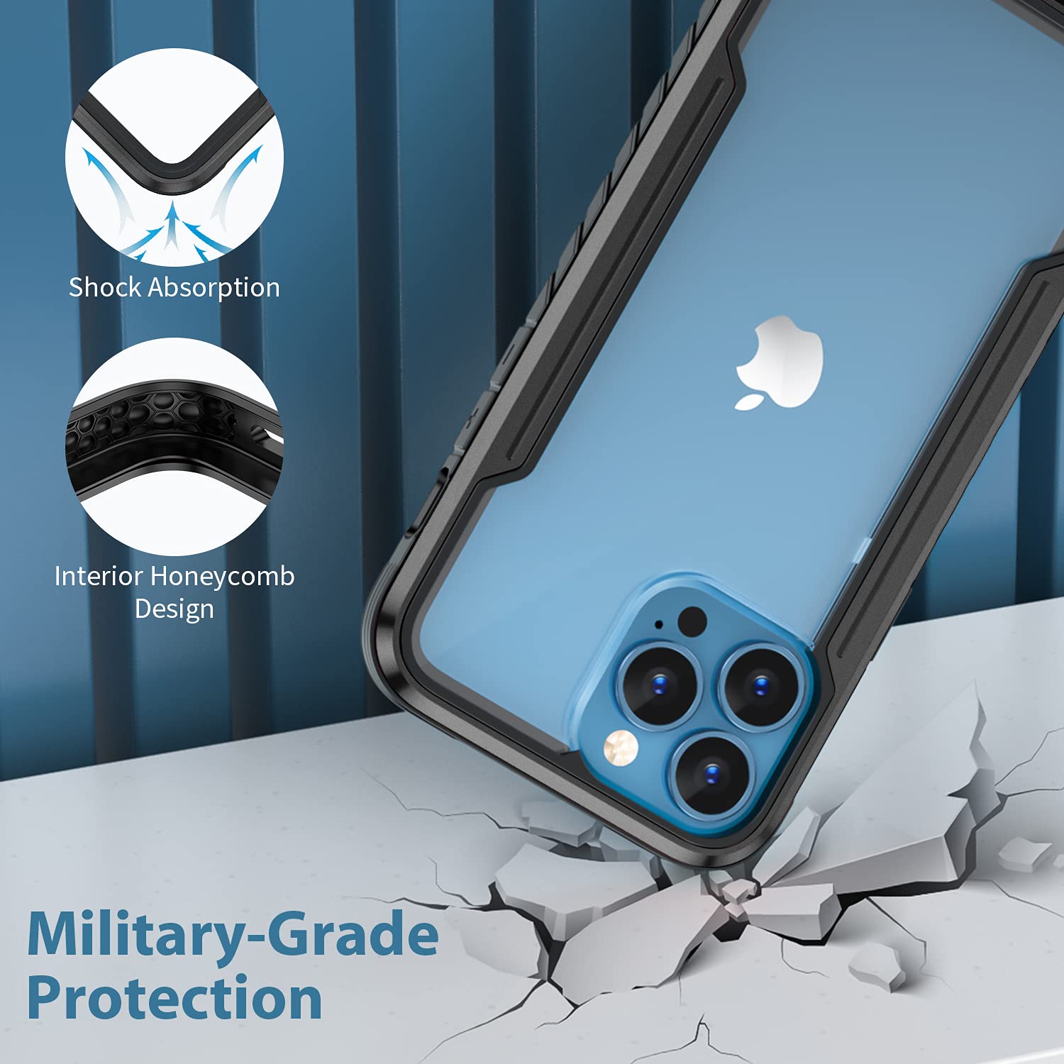 Shockproof Heavy Duty Protective Case for iPhone 13 Pro Max 6.7 Inch - Clear with Aluminum Metal Frame | Durable Drop Protection for Outdoor, Work & Everyday Use