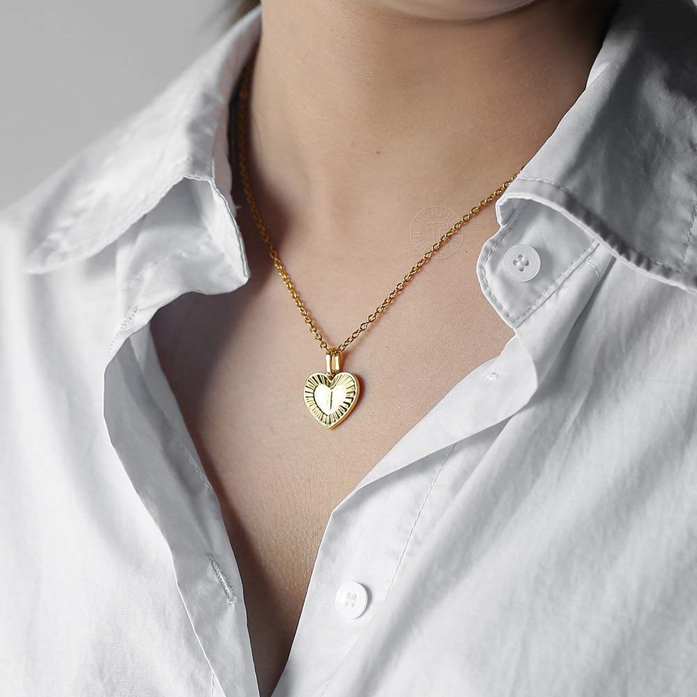Trendy Gold Plated Women's Initial Necklace - Heart Letter A-Z Pendant with Rolo Chain, Perfect for Gifts, Anniversaries & Everyday Elegance