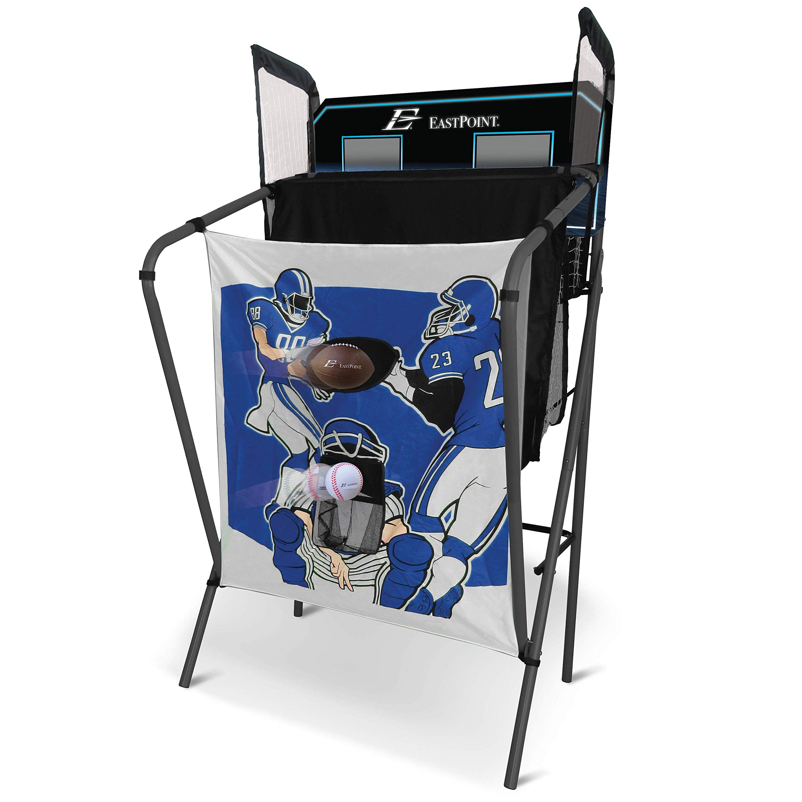 EastPoint Sports 3-in-1 Indoor Basketball Hoop, Football & Baseball Pitch Gaming Center - Multi-Sport Arcade Machine for Home, Game Room & Kids Playroom - Perfect for Family Fun & Indoor Sports Training