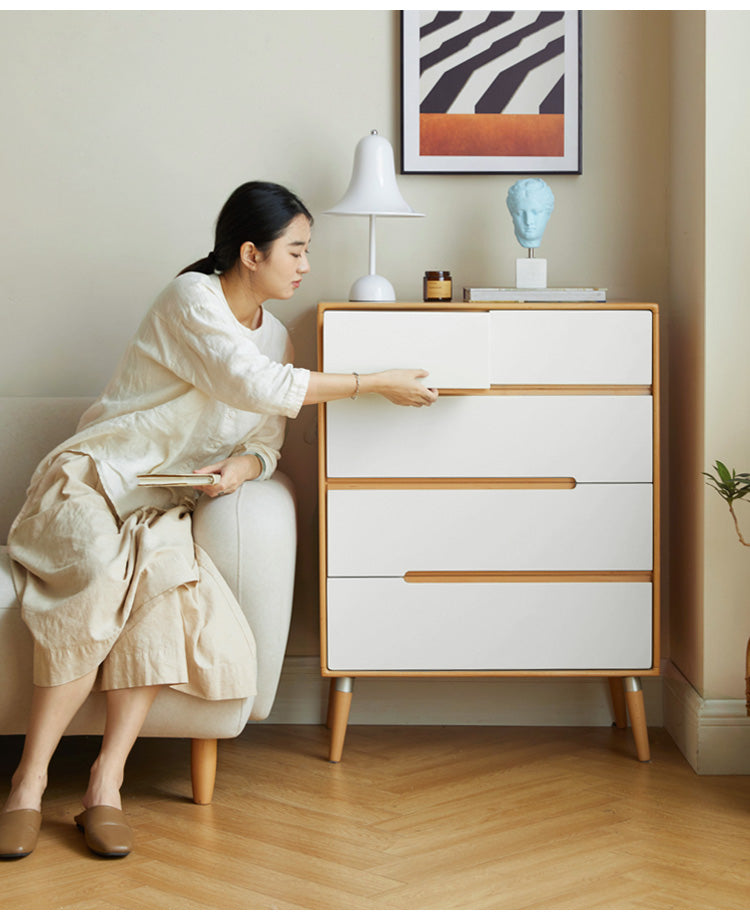 Solid Poplar Wood Chest of Drawers - 5-Drawer Storage Organizer for Bedroom, Living Room & Office | Natural Wood Dresser with Smooth Gliding Drawers