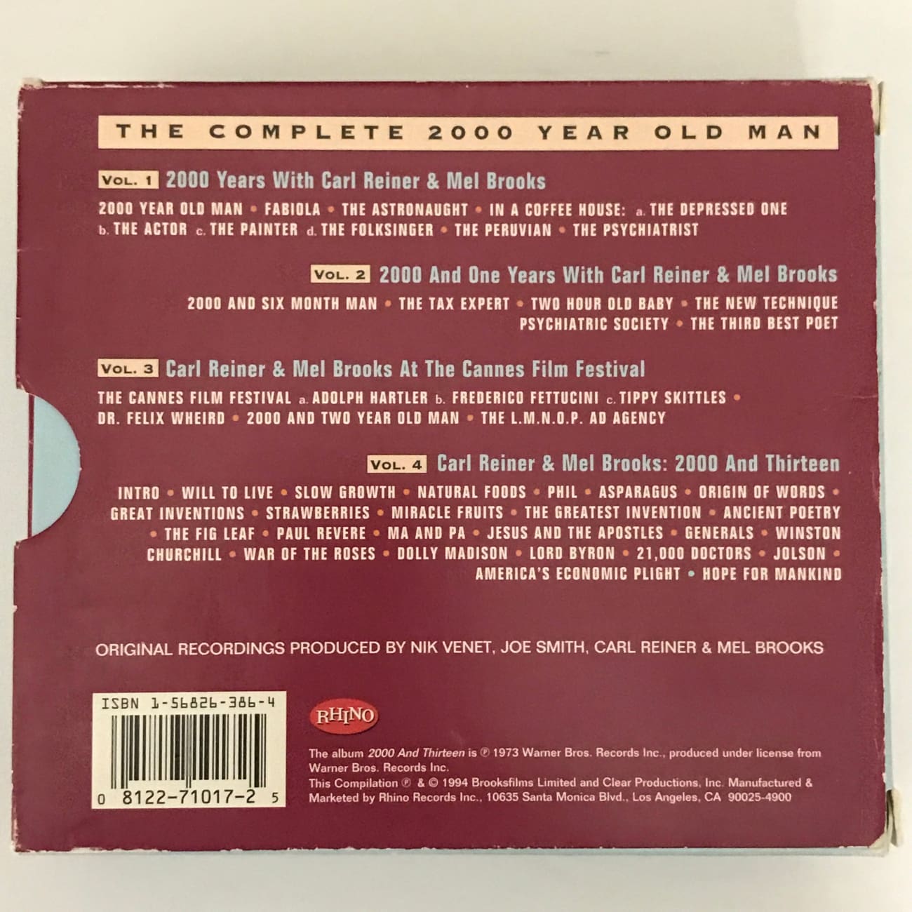 Carl Reiner & Mel Brooks The Complete 2000 Year Old Man 4 CD Box Set (1994 Edition) - Vintage Comedy Collection for Audiobook Lovers & Classic Comedy Fans - Perfect for Road Trips, Gifts & Nostalgic Entertainment