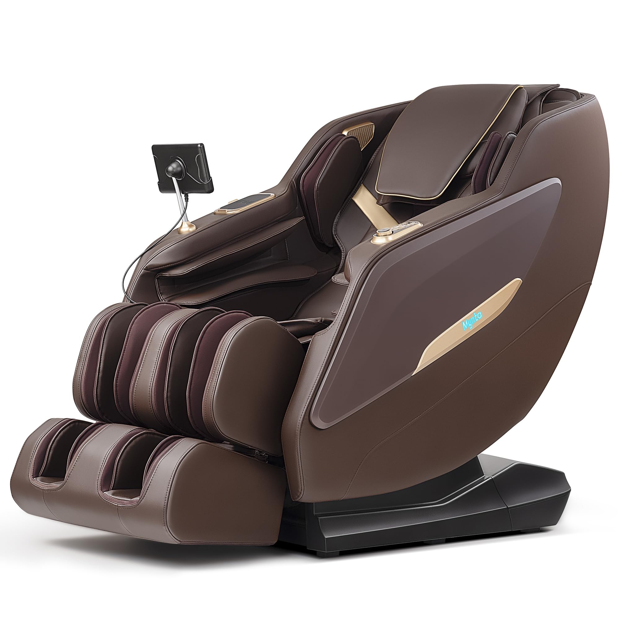 MYNTA 2025 Full Body Zero Gravity SL Track Shiatsu Massage Chair with Calf Heating & Wireless Charging - Brown M1820 - Perfect for Home, Office & Relaxation Therapy