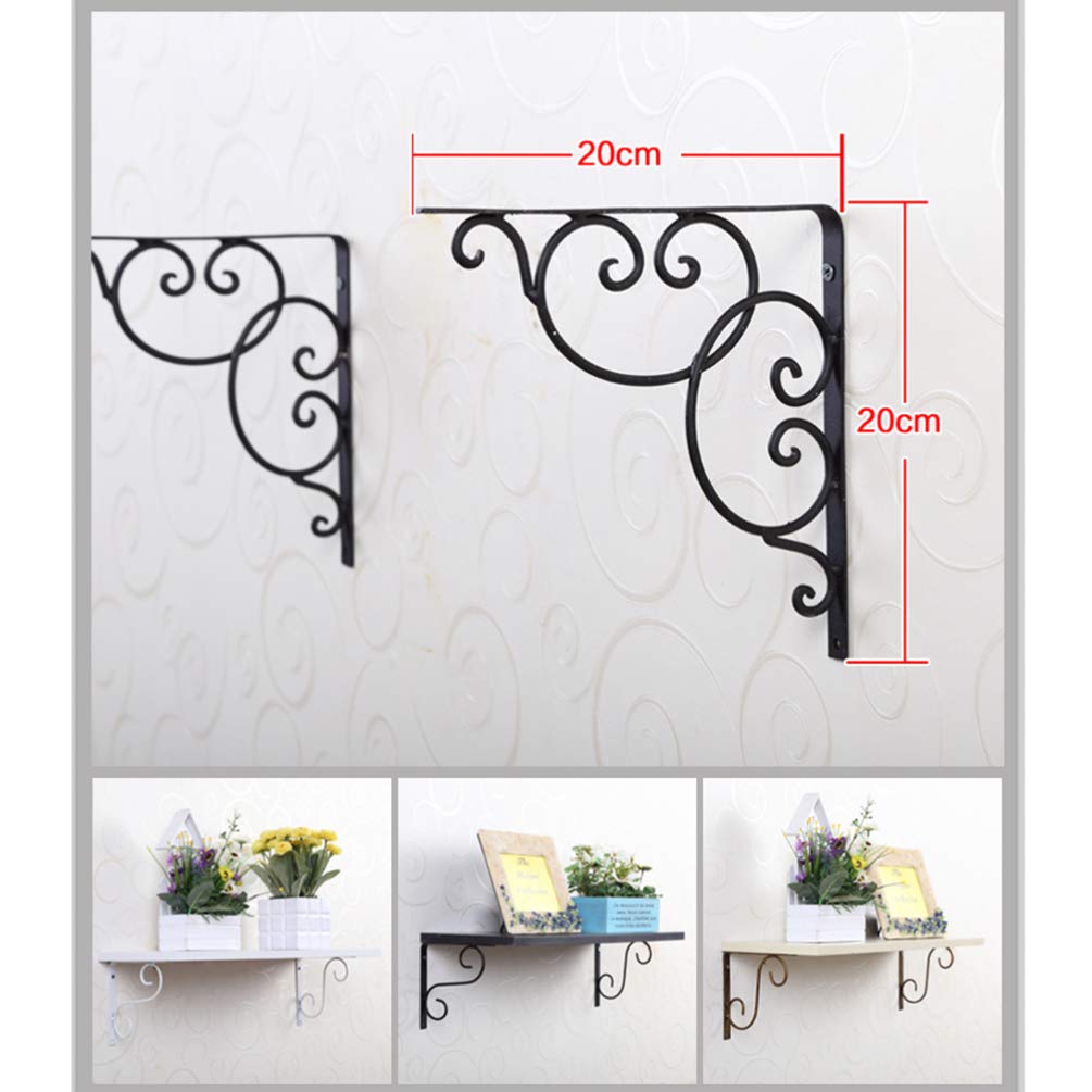 4-Pack White Decorative Cast Iron Floating Shelf Brackets - Medium Size L-Shaped Wall Mounted Brackets for Shelves, Perfect for Living Room, Bedroom, and Kitchen Storage Organization