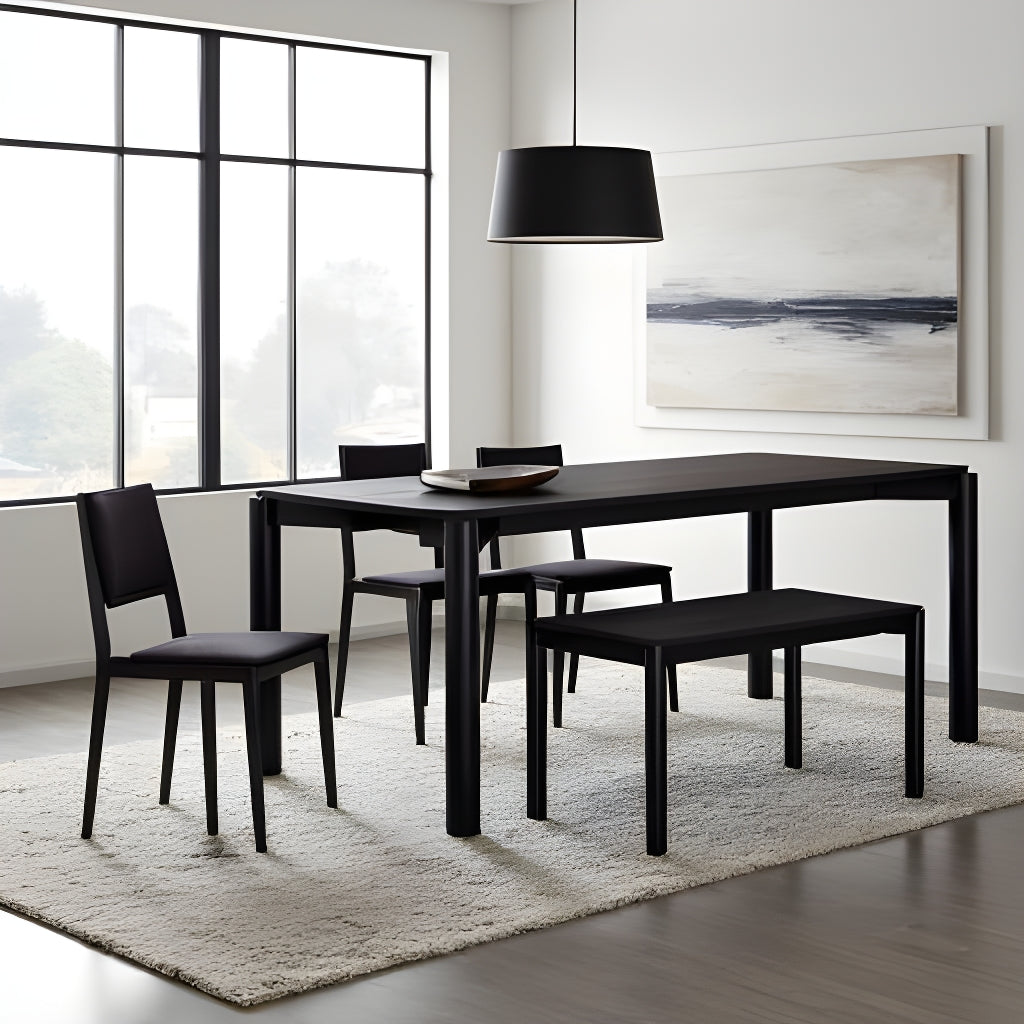 LONY 180cm Black Dining Table - Modern & Stylish for Home, Kitchen, and Dining Room Decor