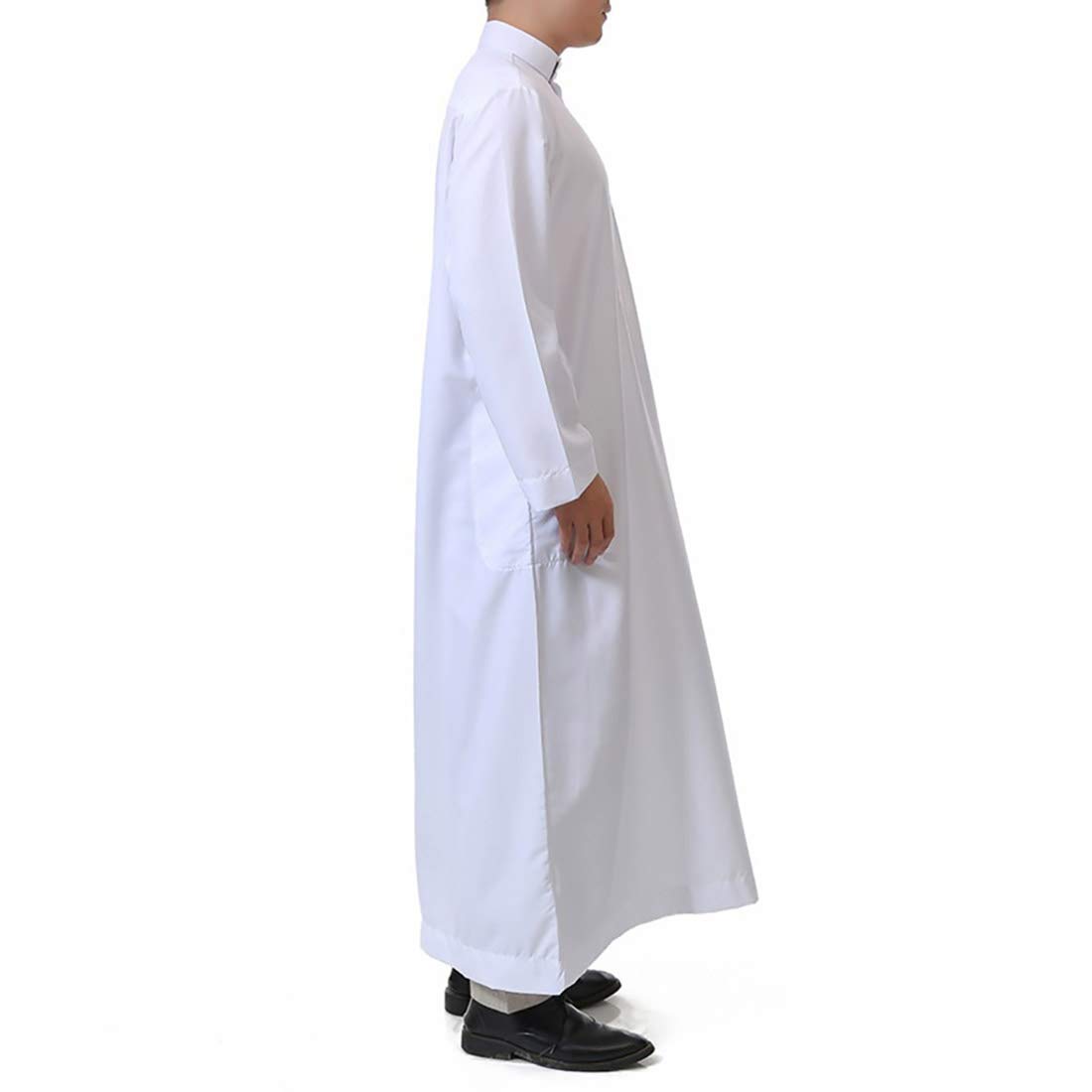 BooW Islamic Men's Long Sleeve Thobe - Traditional Saudi Arabian Kaftan Robe & Abaya Dress for Dubai - Perfect for Eid, Prayer & Special Occasions