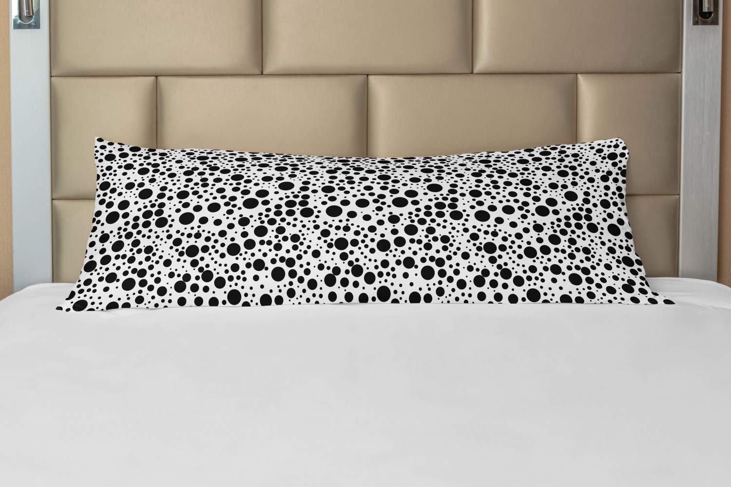 Ambesonne Black and White Body Pillow Case Cover with Zipper - Large & Small Dots Pattern - 21
