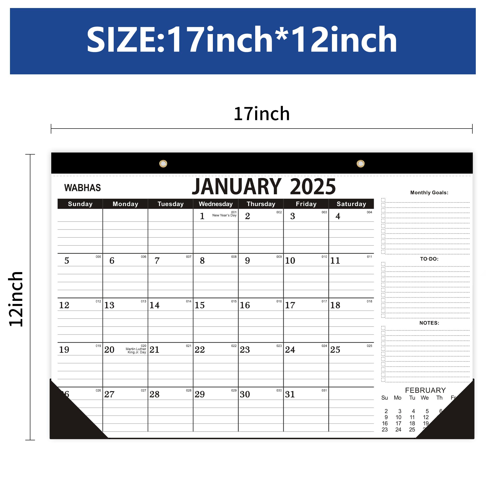 2025-2026 18-Month Desk Calendar with To-Do List - January 2025 to June 2026 - Thick Paper 17