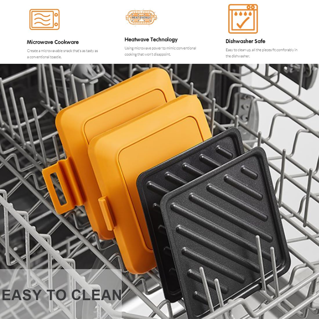 Microwave Toastie Maker - Quick & Easy Sandwich Maker for Breakfast, Lunch & Snacks | Perfectly Cooked, Time-Saving & Compact (Orange) | Ideal for Dorms, Offices & Quick Meals