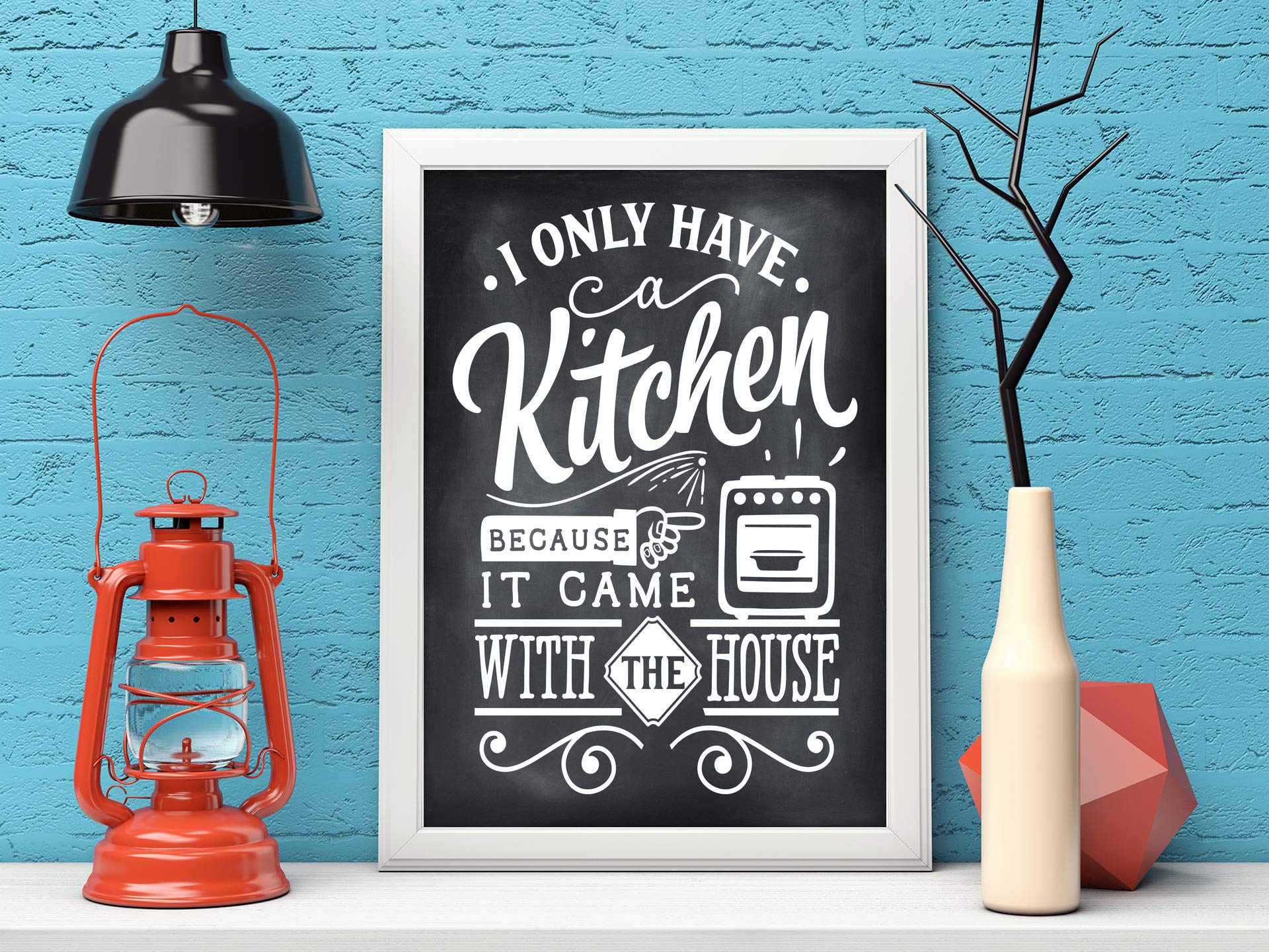 Funny Kitchen Signs - Cute Typography Wall Decor for Home & Housewarming Gifts | 8x10 Unframed Prints | Perfect for Farmhouse, Apartment & Coffee Bar Decor