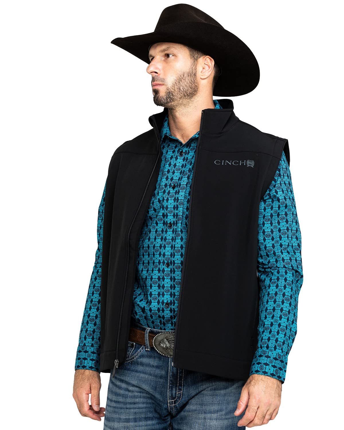 **Cinch Men's Big & Tall Bonded Softshell Zip Vest - Black XXX-Large - Lightweight & Warm for Outdoor Work, Hunting & Casual Wear**