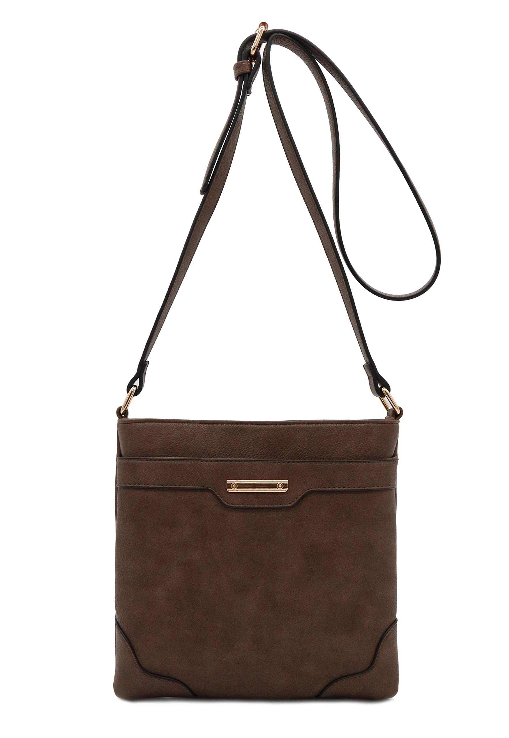 Medium Size Solid Modern Classic Crossbody Bag with Gold Plate - Stylish & Durable Shoulder Purse for Women - Perfect for Work, Travel & Everyday Use