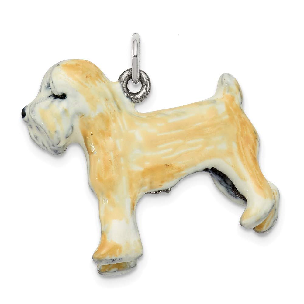 925 Sterling Silver Enamel Coated Wheaten Terrier Dog Charm Pendant - Perfect for Pet Lovers, Jewelry Gifts & Everyday Wear