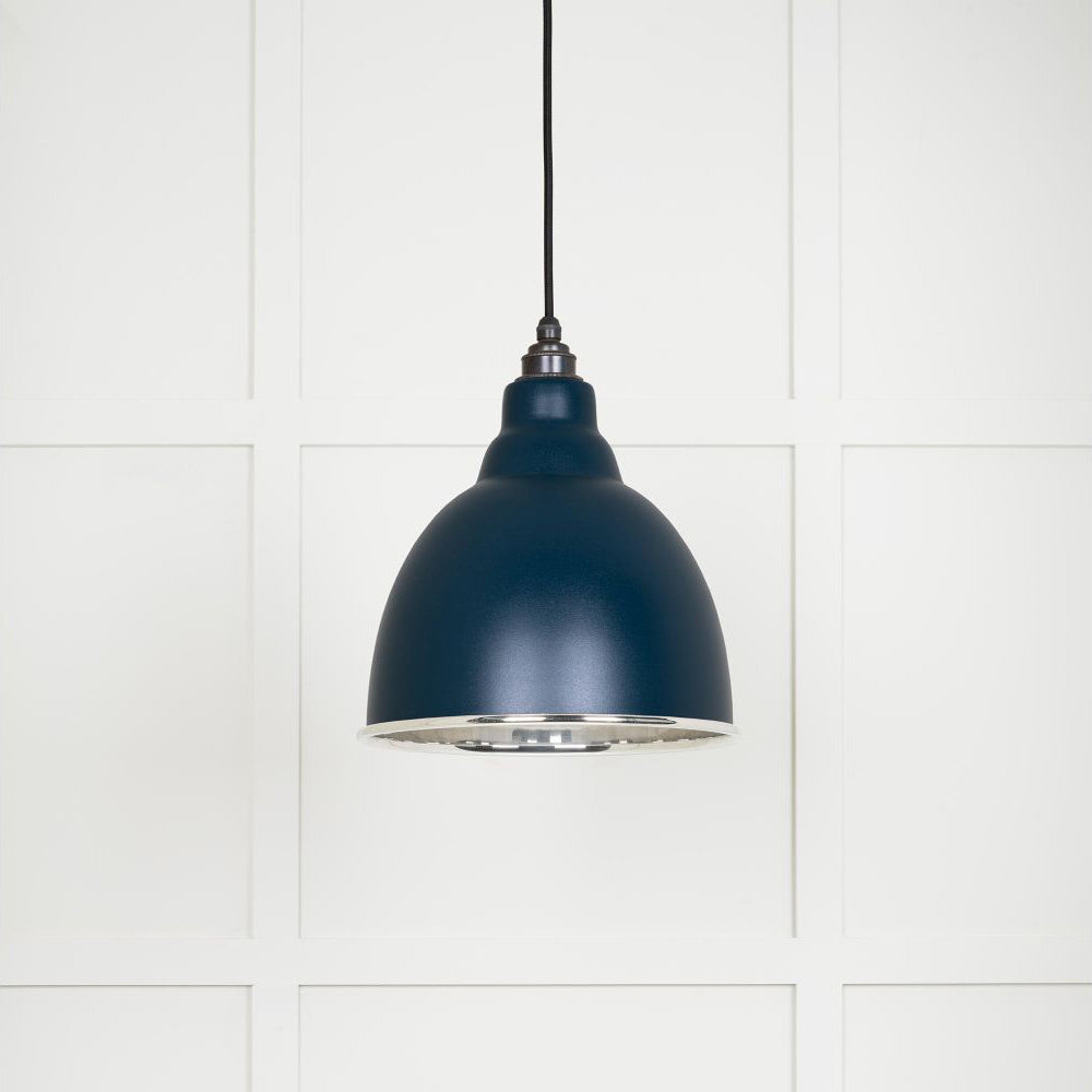 Smooth Nickel Brindley Pendant Light Fixture - Modern Industrial Ceiling Lamp with Adjustable Cord (Black/Copper/Gold) - Perfect for Kitchen Island, Dining Room & Bedroom Lighting
