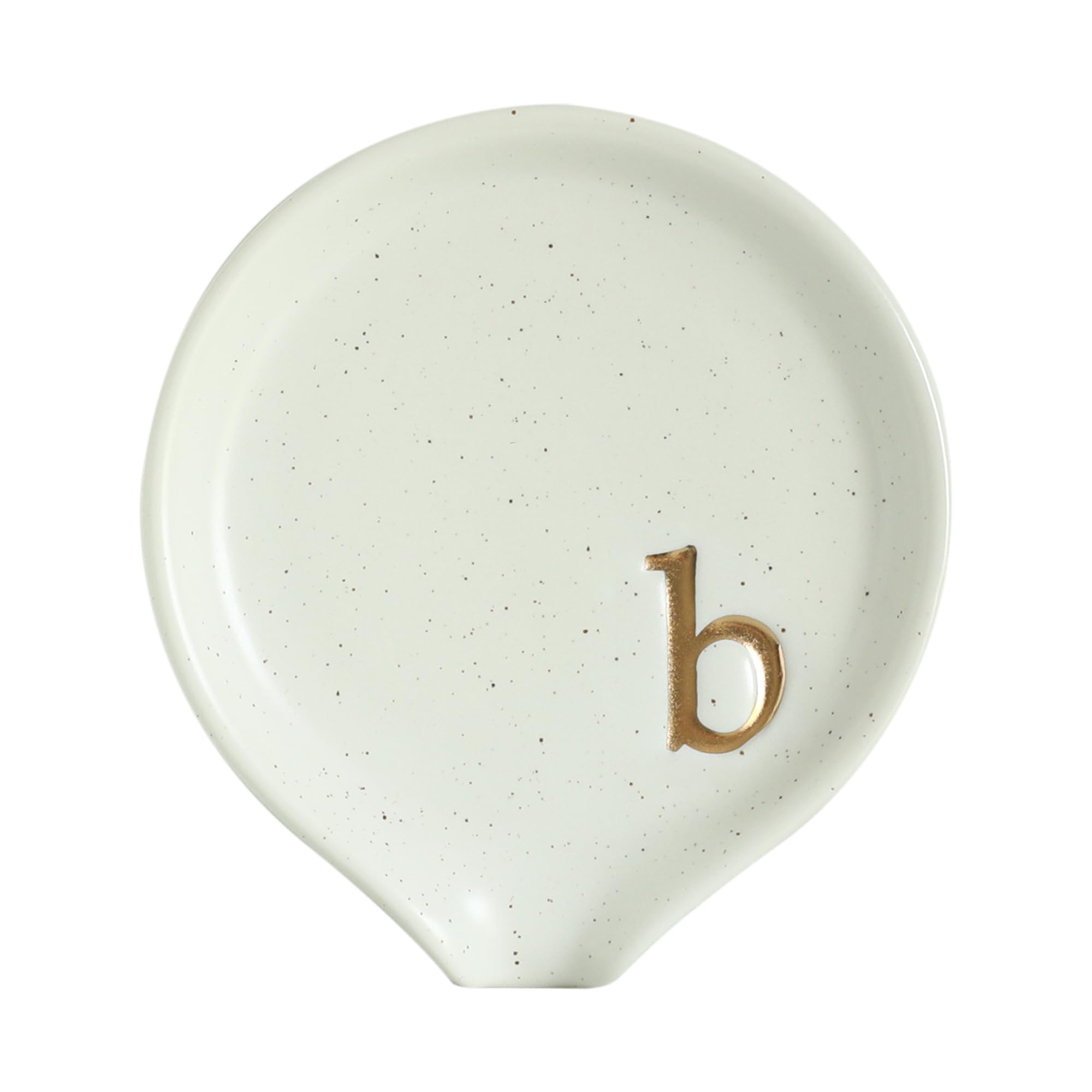 Collective Home - Monogram Ceramic Coffee Spoon Rest & Holder (3.8 Inch) - Mini Teaspoon Rest for Stove, Coffee Bar & Kitchen Counter - Perfect for Hot Beverages, Baking & Home Decor