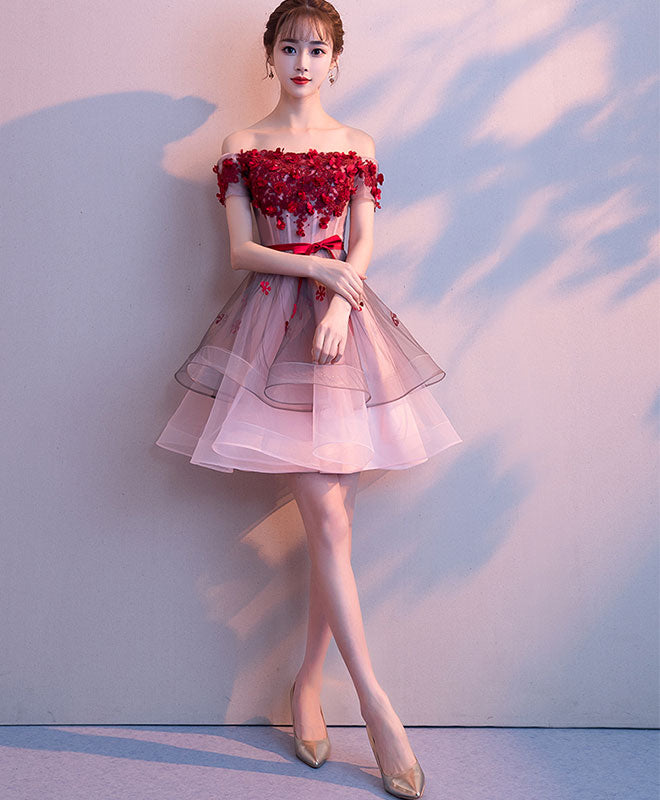 Elegant Pink Tulle Lace Short Prom Dress for Homecoming - Perfect for Prom Night, Formal Dances & Special Occasions