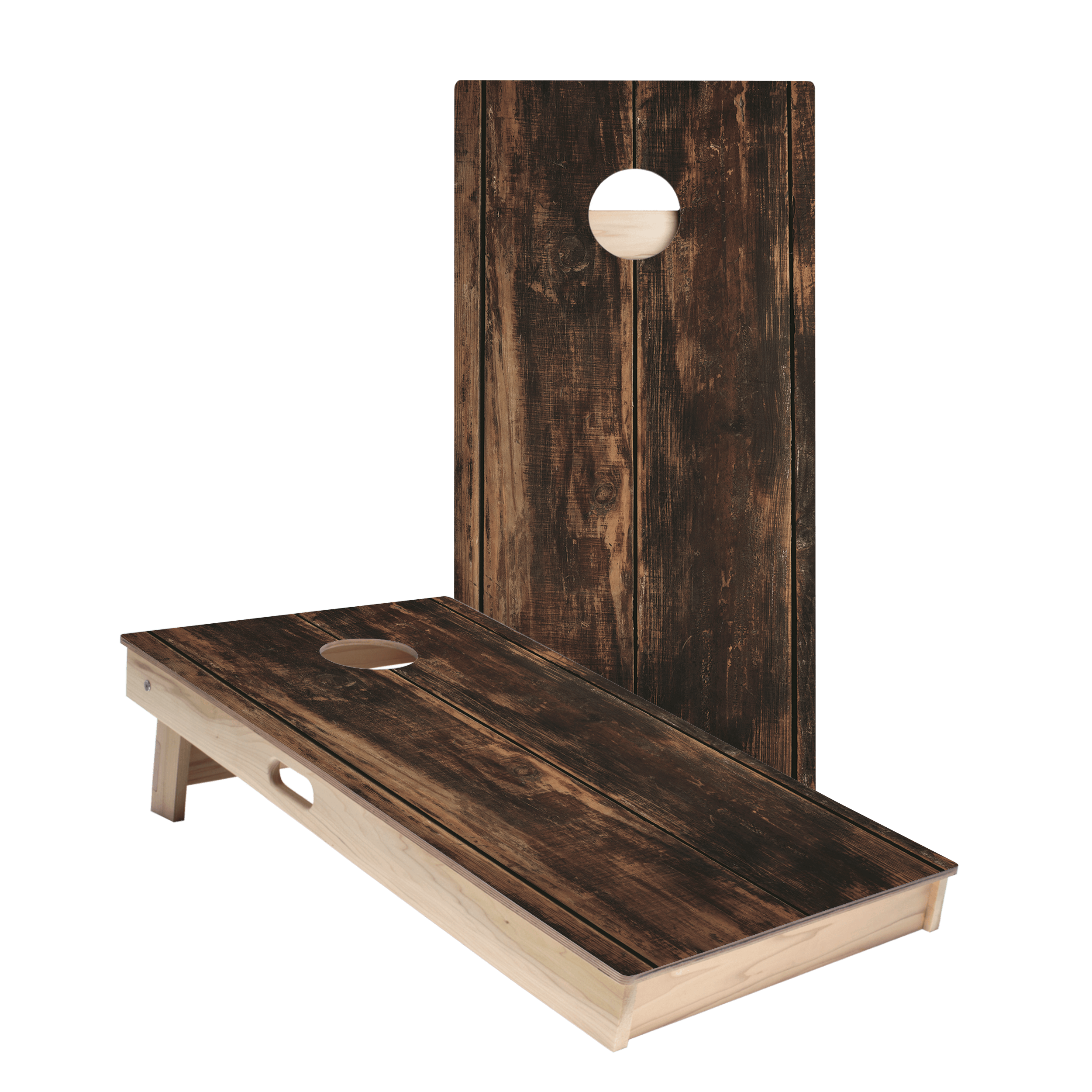 Premium Dark Wood Cornhole Boards Set - Regulation Size for Outdoor Games, Backyard Parties, and Tailgating Events